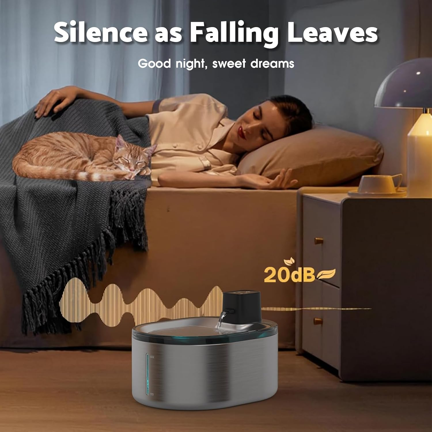 Advwin Wireless Cat Water Fountain, Stainless Steel Automatic Pet Water Dispenser, 3000Mah Battery Operated, 4L Water Fountains for Cats Dogs with 5 Filters image number 4