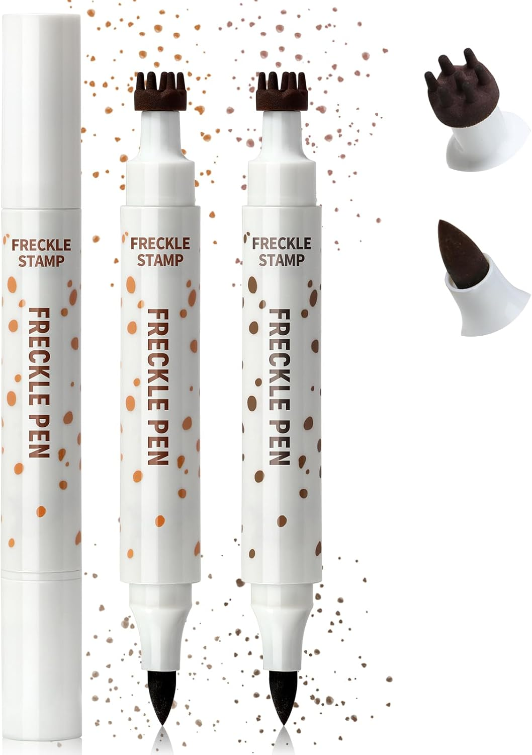 Noerrors 2 Colours Freckle Stamp Pen, Dual Ended 2 in 1 Artificial Freckle Marker Waterproof Quick Drying Eyeliner for Natural Sun Kiss Makeup, Light Brown & Dark Brown image number 3