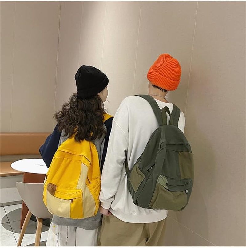 MININAI Vintage Canvas Backpack for Women Men Grunge Hippie Boho Patchwork Backpack College Book Bag Travel Casual Daypack image number 1