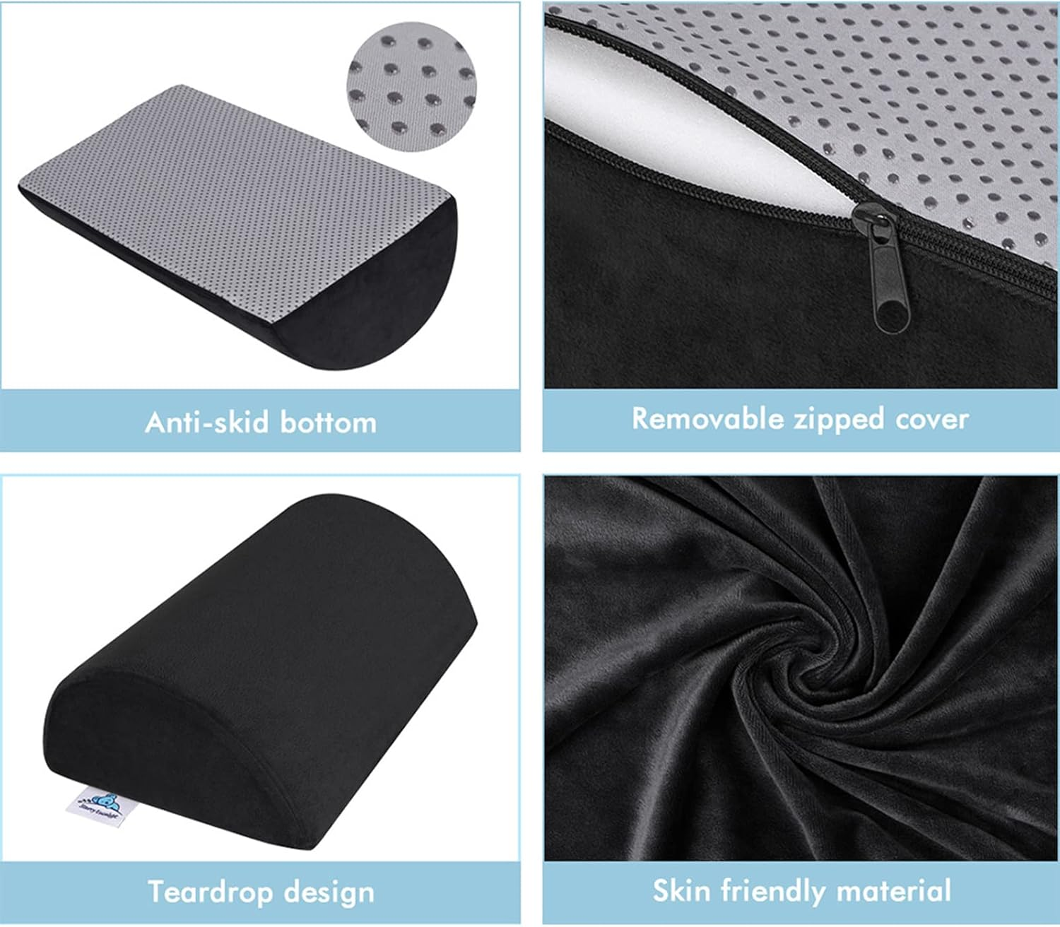 STARRY EUCALYPT Office Foot Stool Rest under Desk for Office Gaming Chairs, Ergonomic Memory Foam Foot Stool Pillow, Foot Cusion Footrests with Non-Slip Base Cover for Back & Hip Pain Relief,Black image number 5