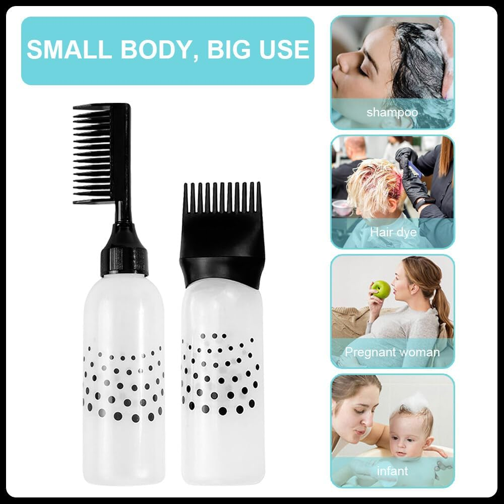 EACHPT Hair Oil Applicator Bottle, 3Pcs Root Comb Applicator Bottle with 1 Hair Massager, Scalp Oil Applicator with Graduated Scale for Salon Home DIY