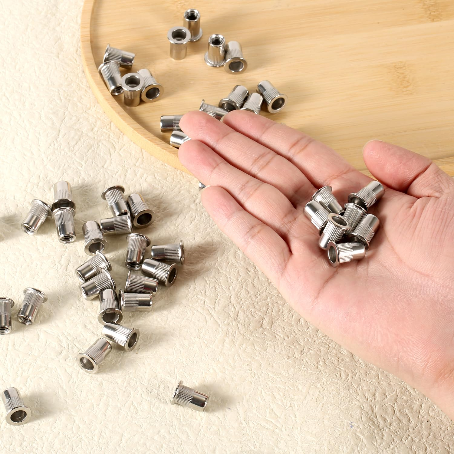 50Pcs 1/4-20Rivet Nuts, Stainless Steel Insert Nut Nut Insert Assortment Clinching Pressure Rivet Nut for Automotive Electrical and Industrial Products image number 1