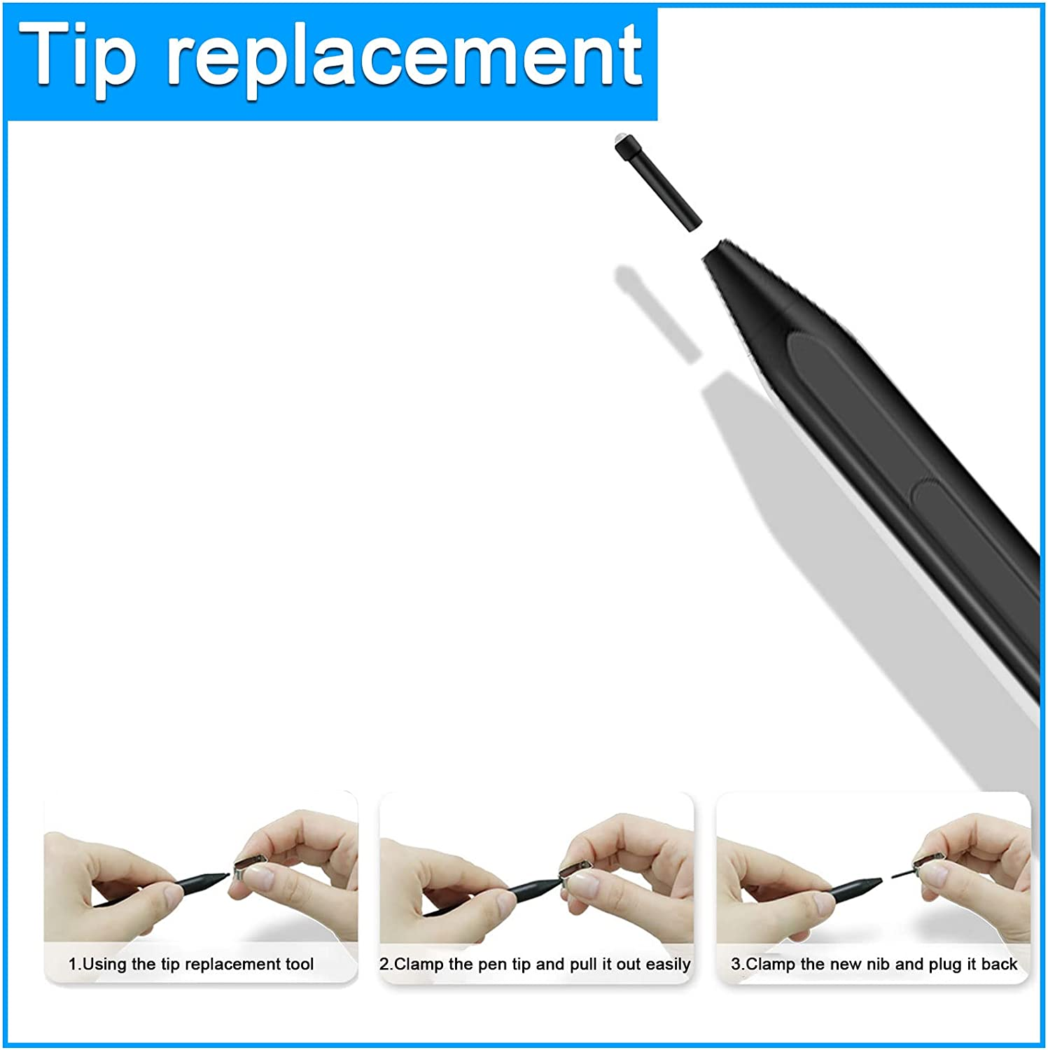 Stylus Pen for Microsoft Surface Pro X/8/7/6/5/4/3, Surface Go 3/2/Book 3/2, Surface Laptop 4/3/Laptop Go/Studio 2 - Compatible with Asus Vivobook, Dell, HP Tablet Pen image number 4