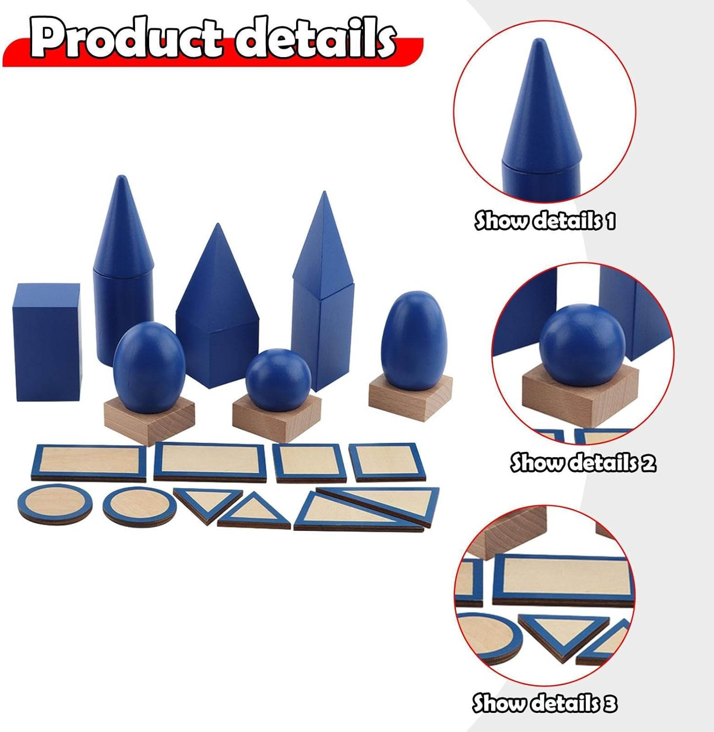 Shape Geometric Solids Wooden Geometric Shape Developmental Cylinders Math Game Sensory Toy Blocks for Boys and Girls image number 3