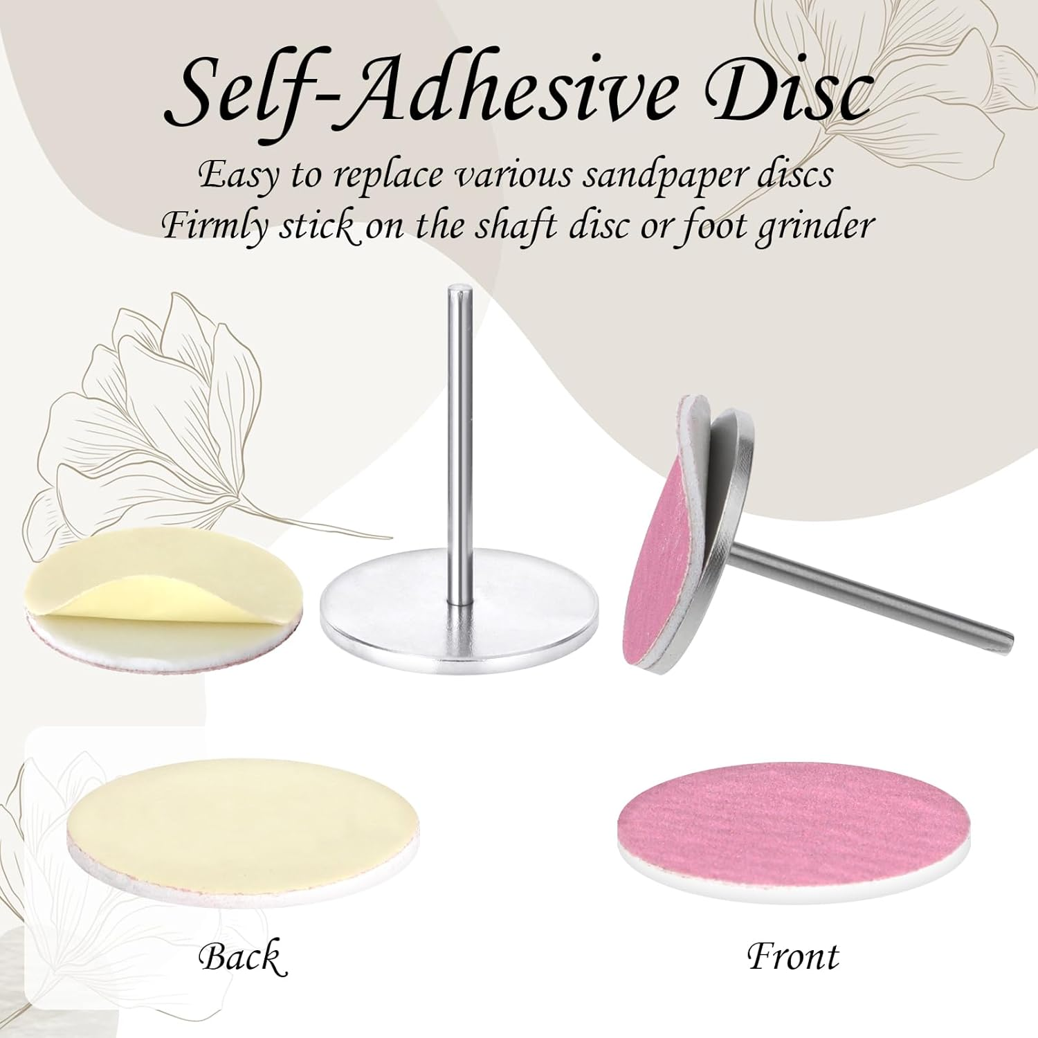 60-Piece Sanding Disc, Pedicure Set, 80/180/240 Grit Replacement Sandpaper Foot, 25 Mm Nail Sanding Discs with Metal Nail Drills, for Electric Foot Files/Callus Remover or Polishing Work image number 1