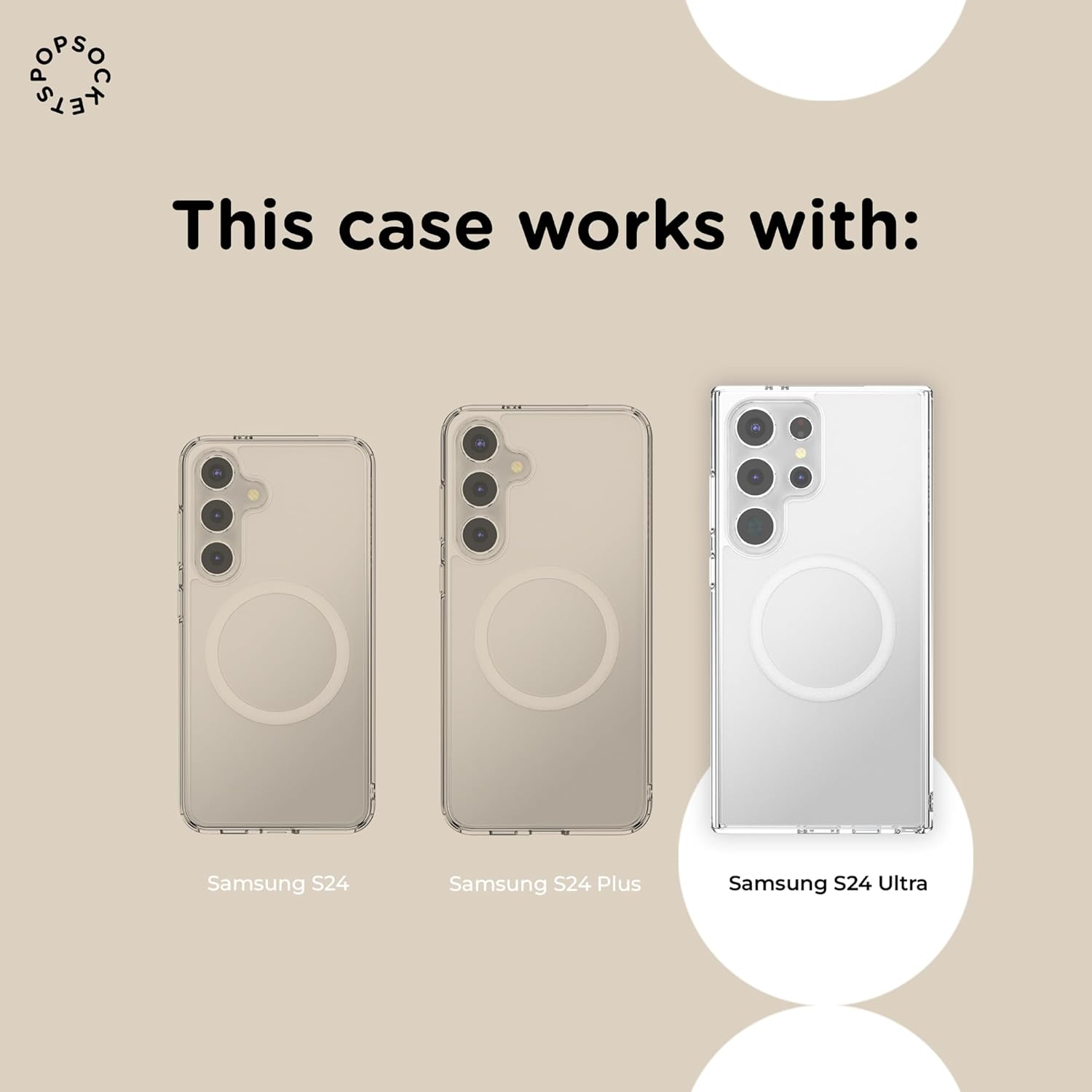 Popsockets Samsung Galaxy S24 Ultra Case Compatible with Magsafe, with Magnetic round Phone Grip Included, Phone Case for Galaxy S24 Ultra - Clear image number 3