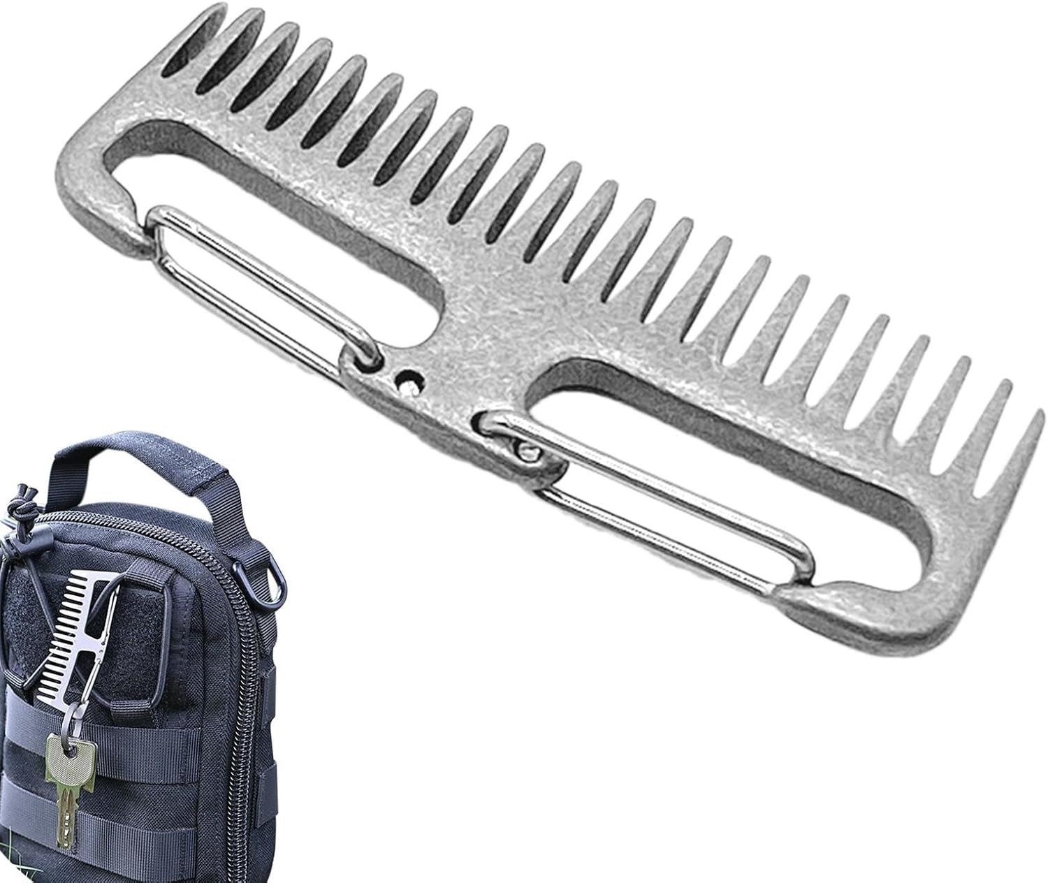 Outdoor Carabiner Comb, Pocket Hair Comb, Titanium Keychain Comb, Anti-Static Comb Tool, Outdoor Comb Tool Carabiner Hair Comb Keychain Hair Comb Titanium Outdoor Comb Mountaineering Comb Tool Hiking image number 4