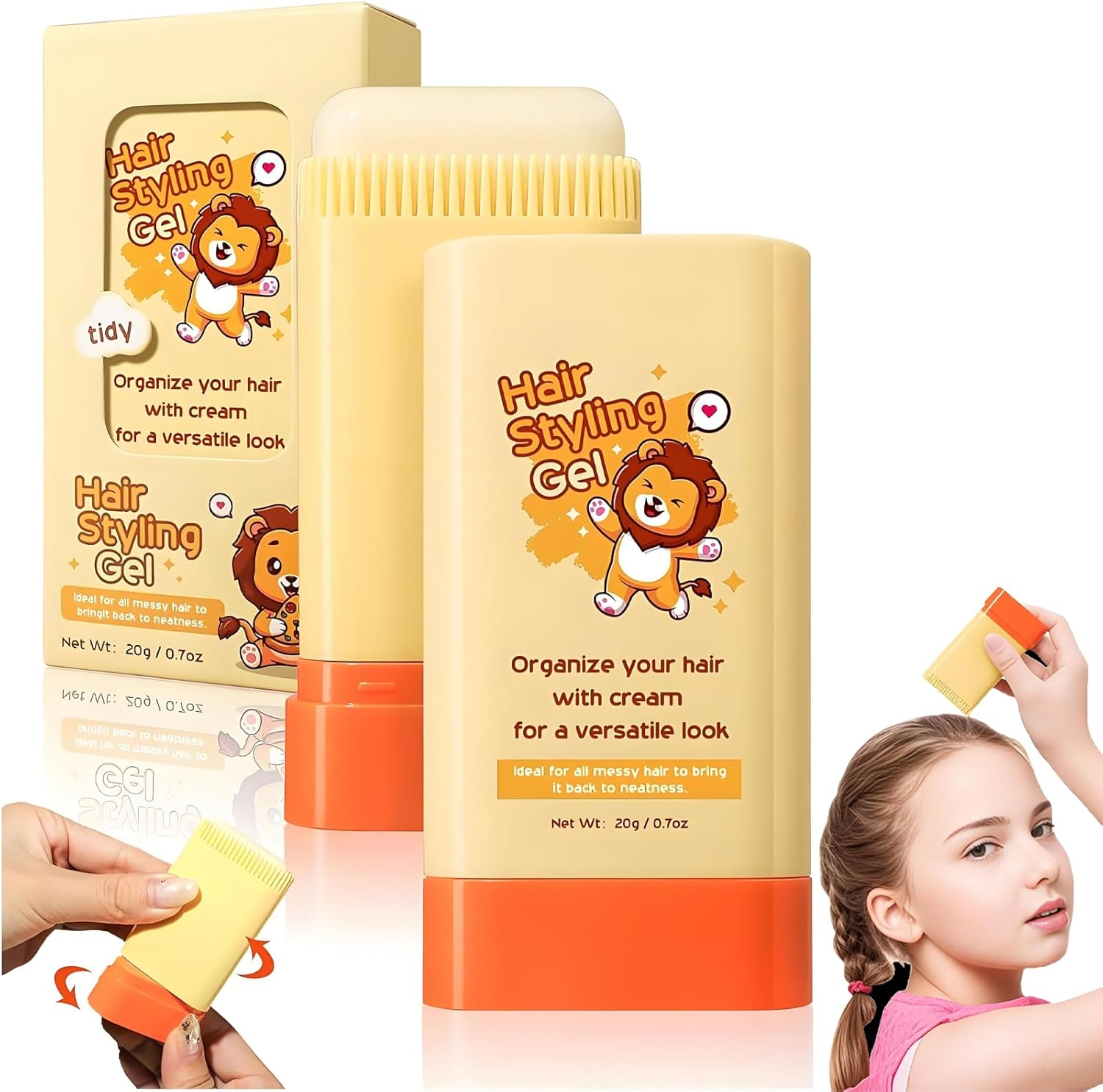 Checkzed Hair Styling Gel for Kids, Children'S Hair Wax Stick - Built-In Comb 2-In-1 Hair Finishing Stick, Natural Ingredients Refreshing and Non-Greasy, Easy to Styling, Compact and Portable image number 4