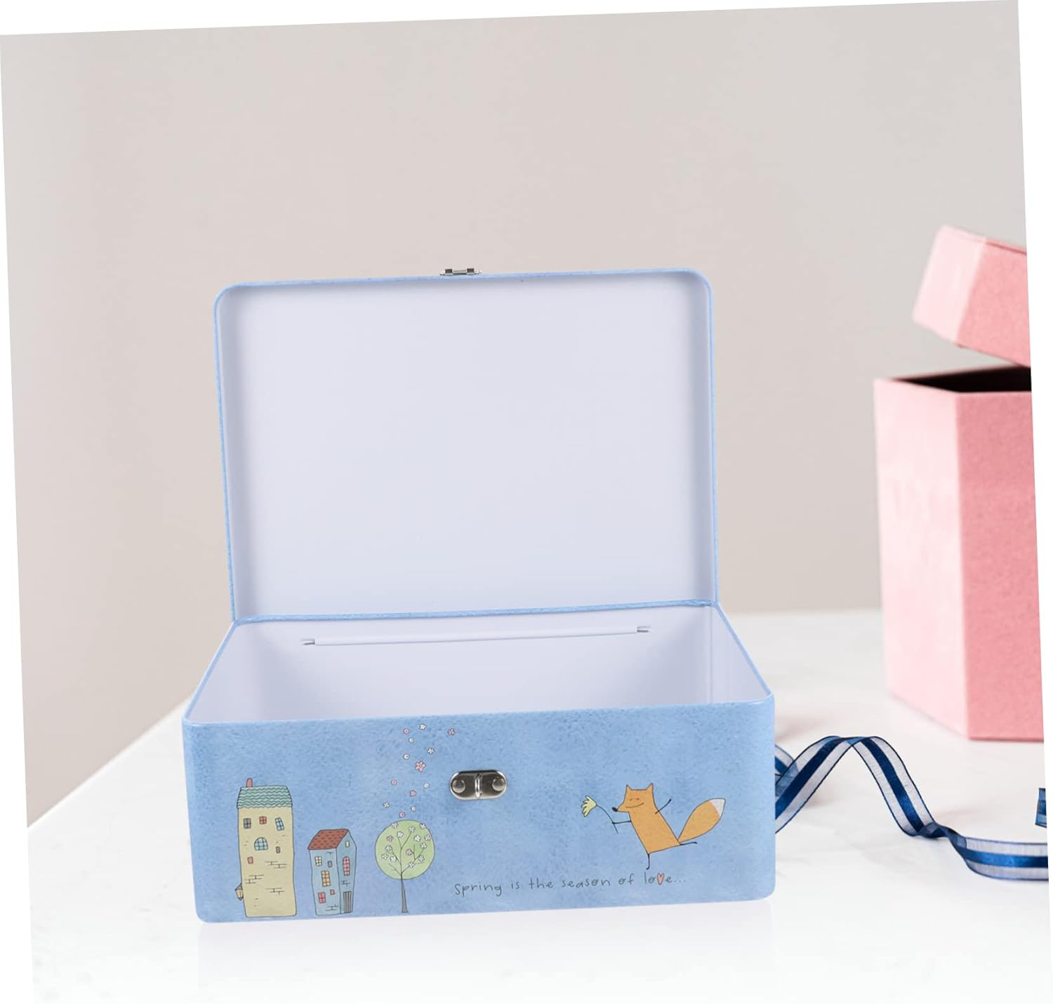 Lockable Storage Box Tin Box Lock Key for Desktop Jewelry Display Storage Case for Home Office Organization image number 5