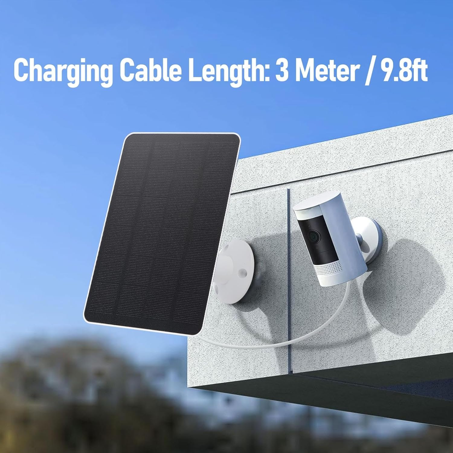 10W Solar Panel Charger Compatible with Essential Spotlight, 9.8Ft Charging Cable, IP66 Rain Proof, Suitable for XT XT2 Camera image number 6