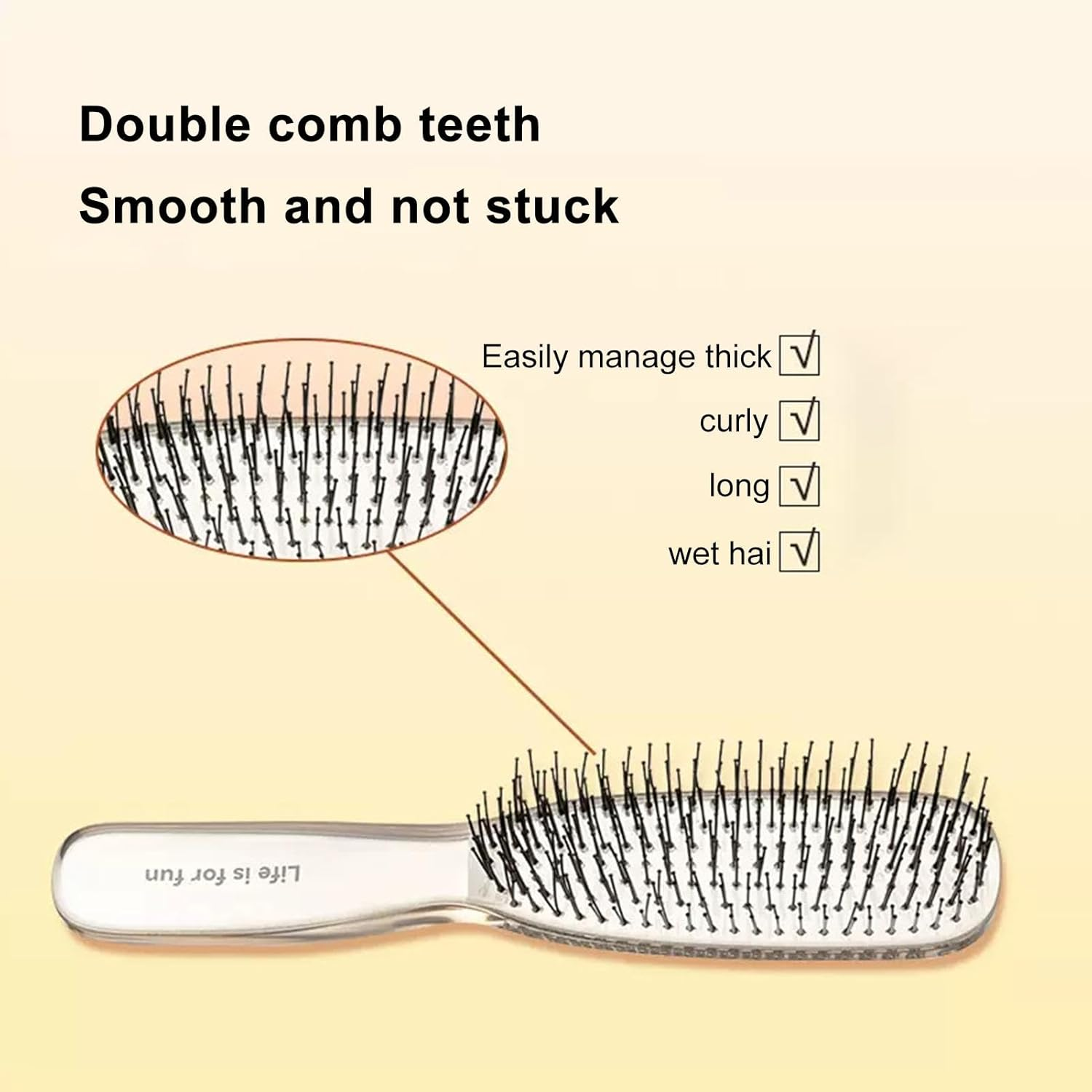 Hair Brushes for Women - Detangling Brush for Thick Hair with Soft Bristles,Detangling Brush Comfortable Grip Water Resistant Wet Hair Brushes, Wet and Dry Use image number 2