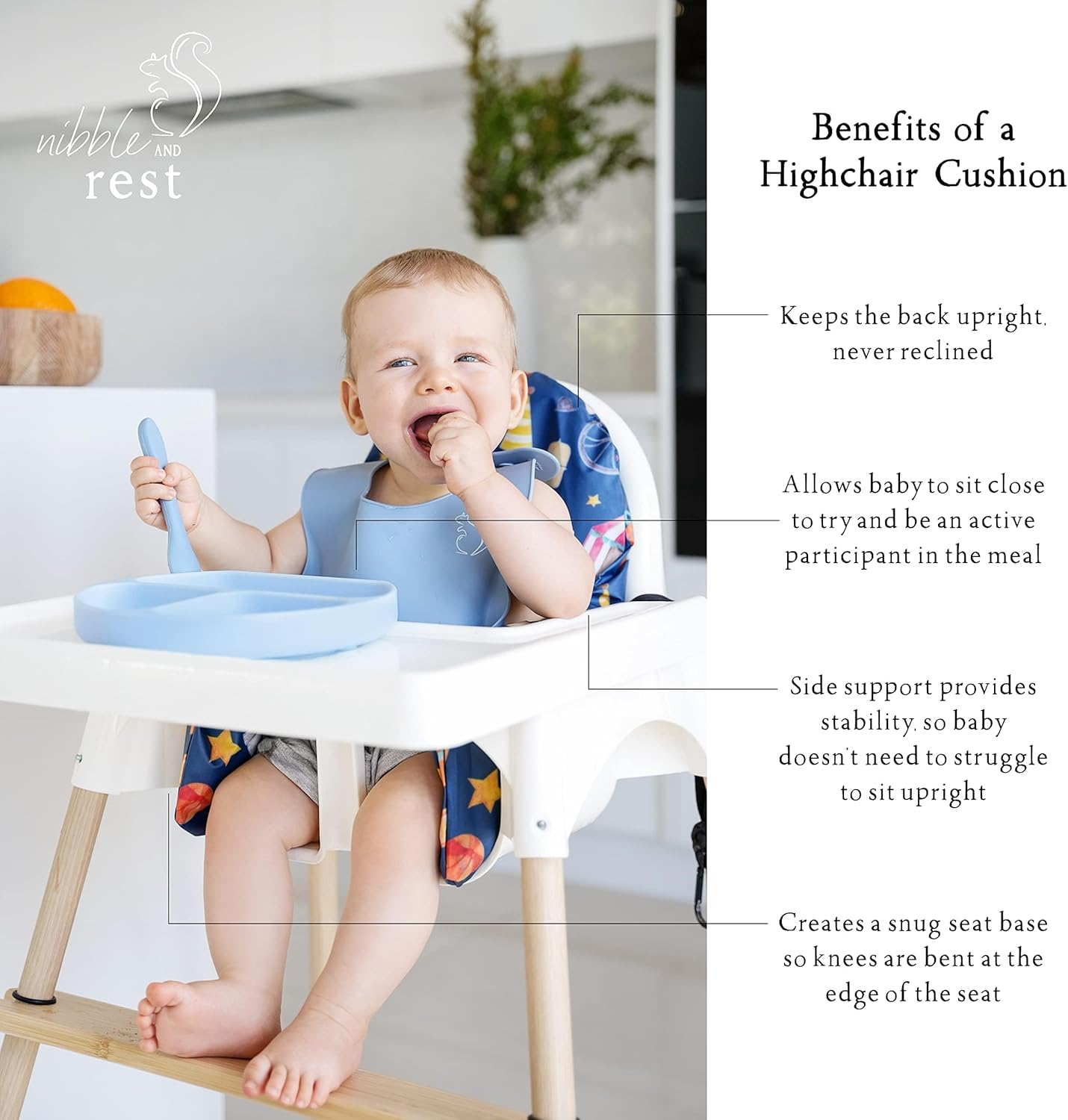 Nibble and Rest Highchair Cushion Cover, Compatible with IKEA Antilop Highchair, Stain-Proof, and Wipeable (Cushion NOT Included) (Funflorals) image number 6