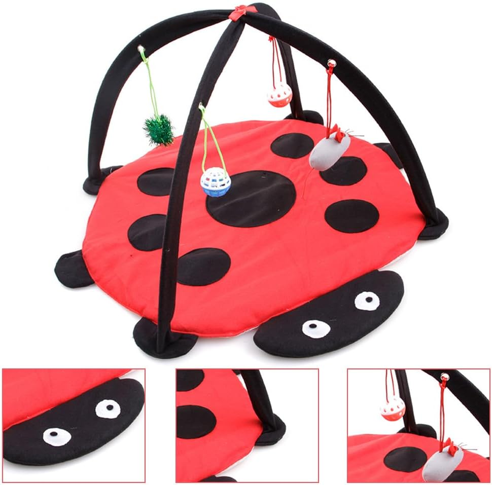 Cats Hammock, Foldable Cat Bed Mat, 45 * 45 * 34Cm, Washable, Cat Activity Center, Helps Cats Get Exercise Stay Active, Red and Black image number 4