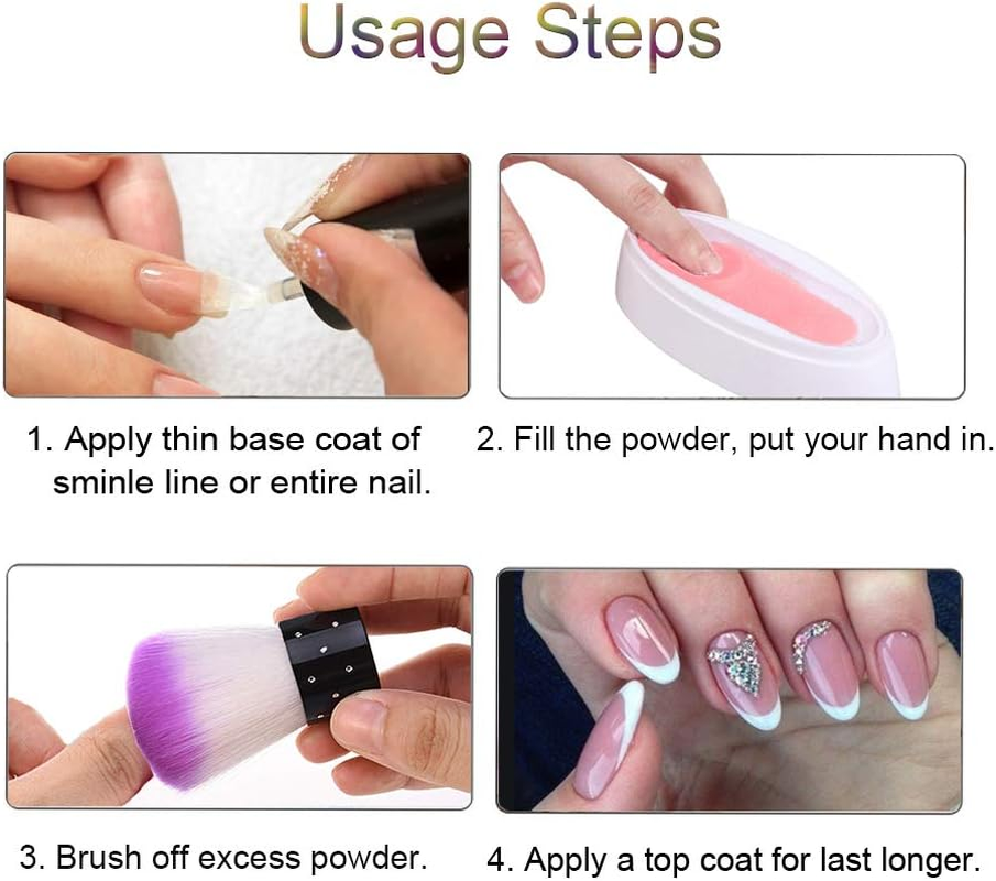 EBANKU Dip Powder Tray, Nail Dip Container Dipping Powder Tray French Nail Smile Line Molding with Cleaning Brush, image number 5