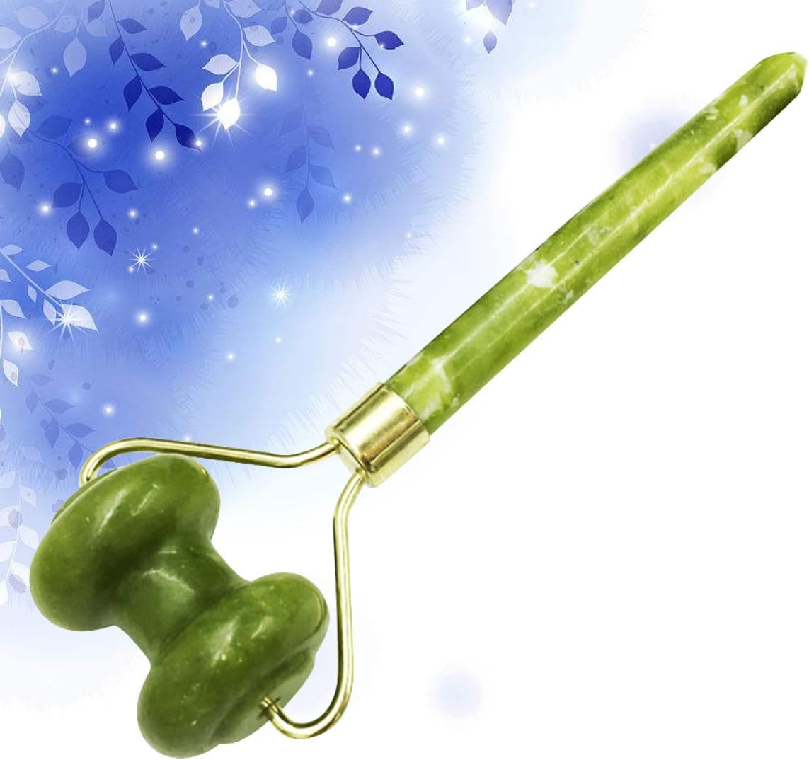 LIFKOME Jade Roller Face Massager and Skin Care Massage Tool, Dual-Head Natural Jade Stone Facial Roller for Face and Neck Massage, Portable Beauty Tool for Facial Lifting and Skin Rejuvenation