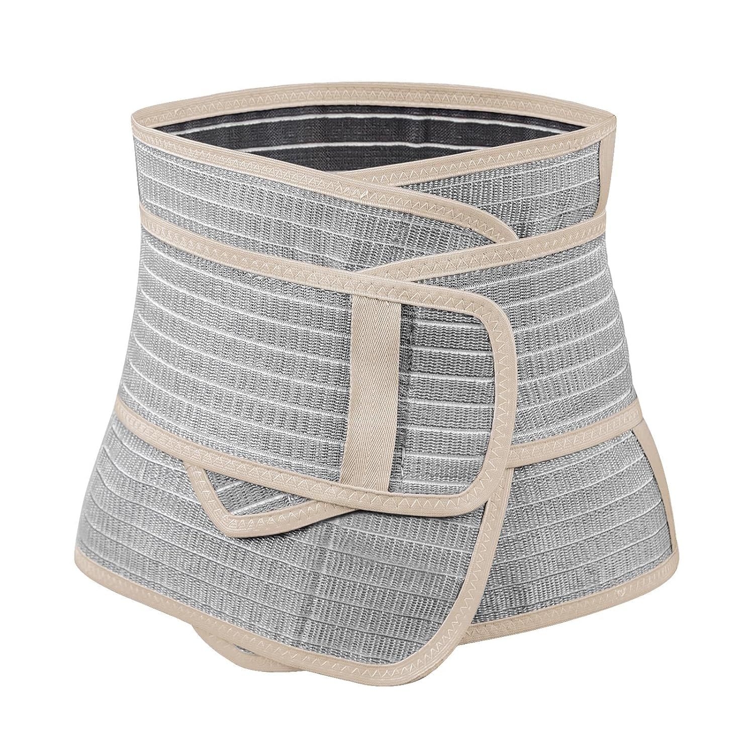 Haakaa Postpartum Belly Band, Postpartum Belly Wrap Back Support, Natural Delivery & C Section Recovery Band Waist Shaper, M Almond