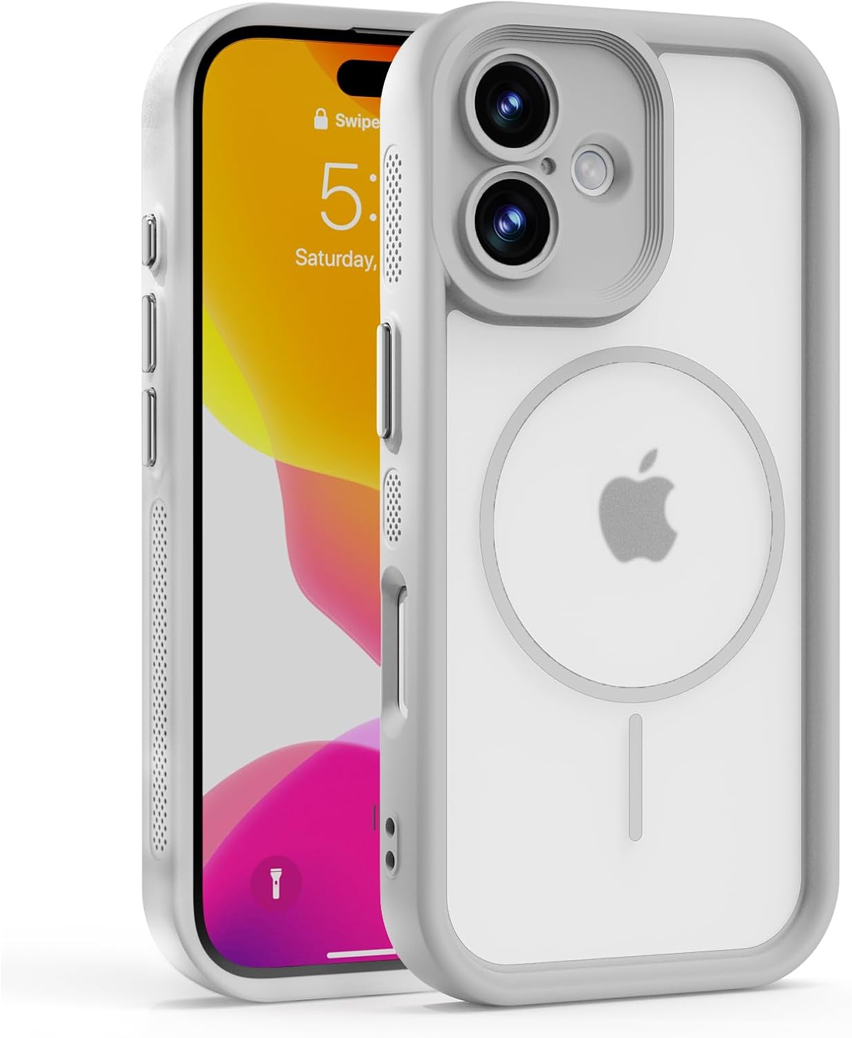 Panxcase Case for Iphone 16 - Mobile Phone Case Matt Translucent Military Shockproof Compatible with Magsafe, Protective Case with Non-Slip Cooling Function (Black)