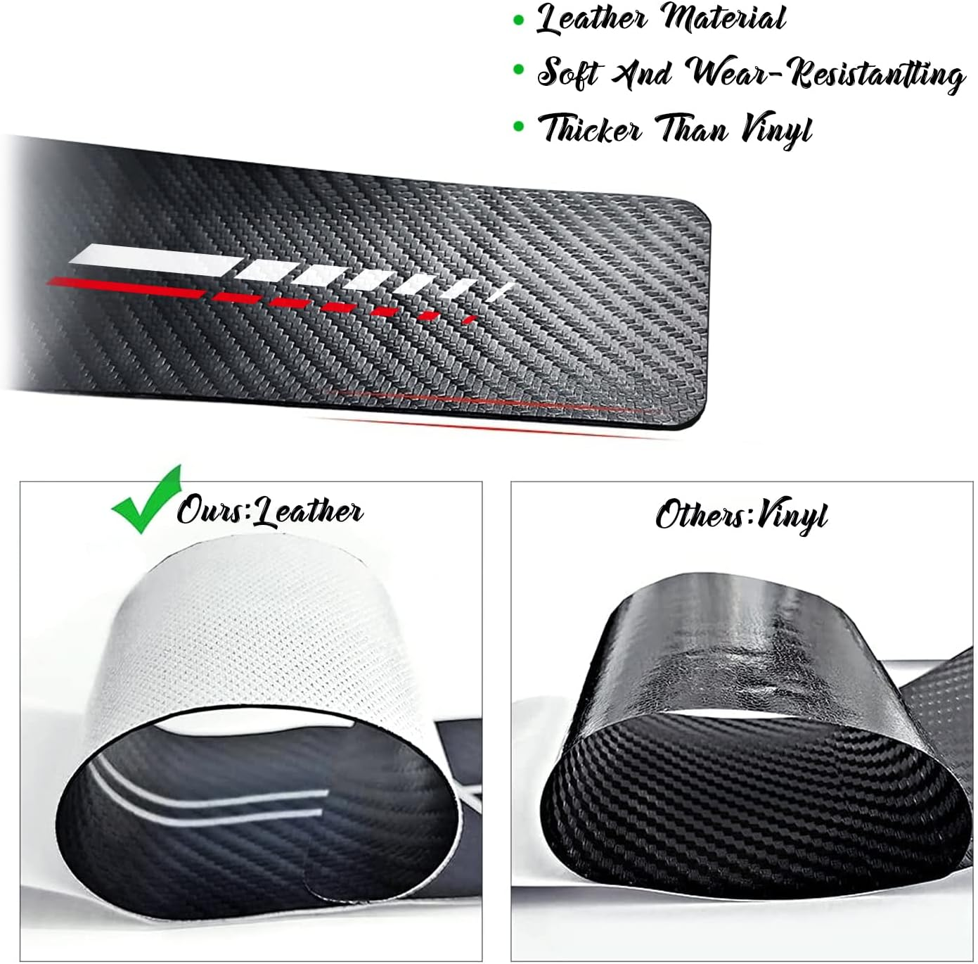 Annloysky 4Pcs Door Sill Plate Protectors for Kia K3 Forte Cerato 2021-2024 GT, Carbon Fiber Leather Stickers, Car Accessories for KIA Forte GT Owners - Door Sill-Civic image number 7