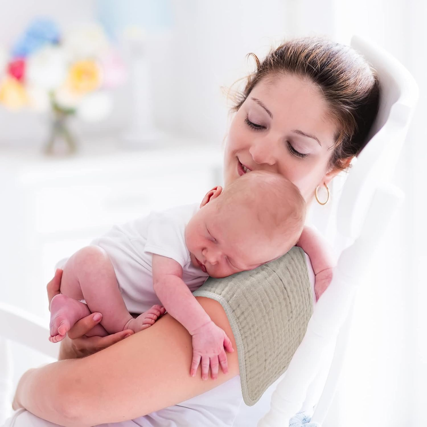 8 Packs Muslin Burp Cloths Large 20" X 10", 6 Layers Unisex Baby Absorbent 100% Cotton Burp Rags Colorful Muslin Washcloths for Baby Plain Soft Cotton Cloth for Babies Girls Boys(Warm Colors) - Adorable Colors image number 3