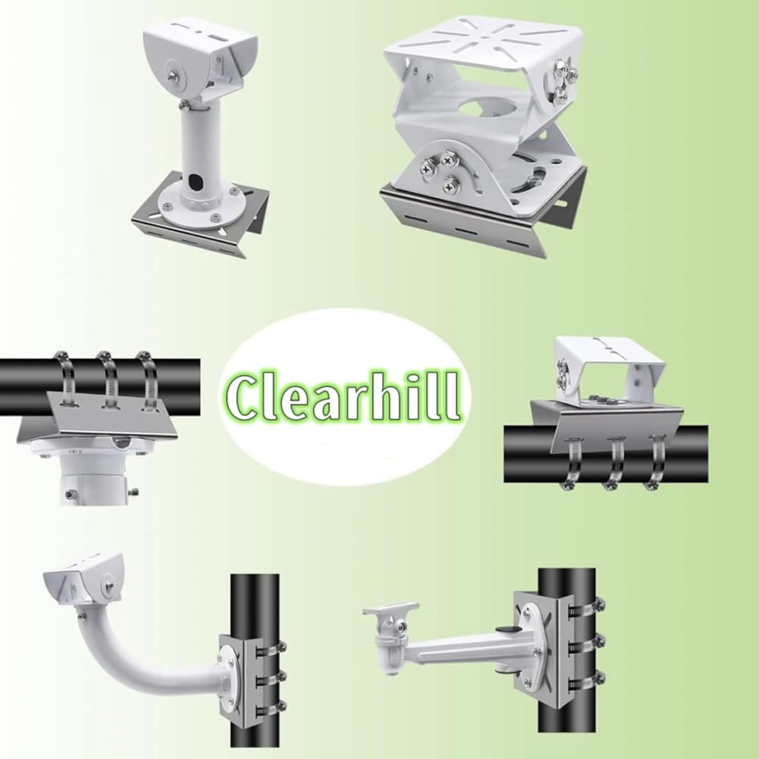 Clearhill Stainless Steel Pole Mount Bracket for Security Cameras, Vertical CCTV Camera Corner Bracket with Adjustable Straps (1) image number 2