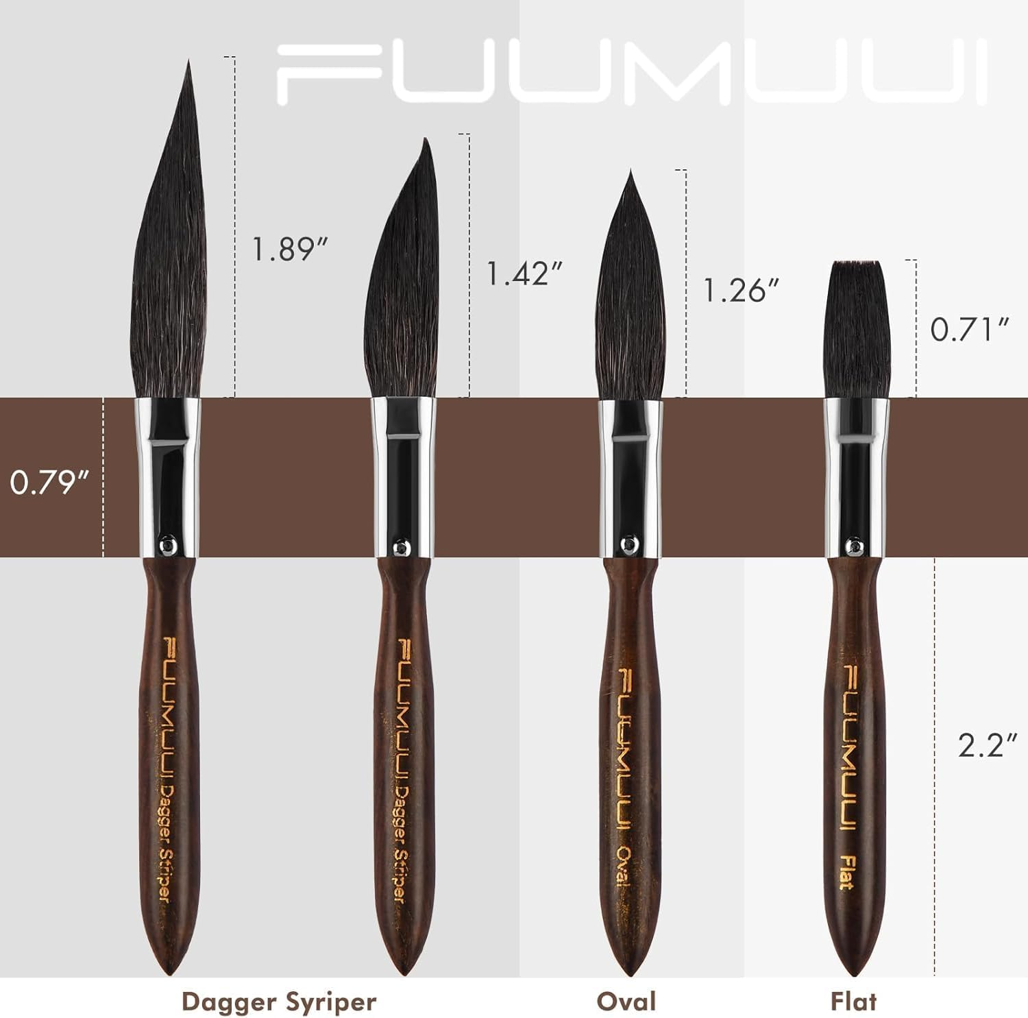 Squirrel Hair Pinstriping Brushes - 4 Squirrel Hair High Performance Striping Brushes, Multiple Sizes, Sword Liner Artist Brush, Sign Painting Brushes, Scroll Brushes - Watercolour Brushes image number 3