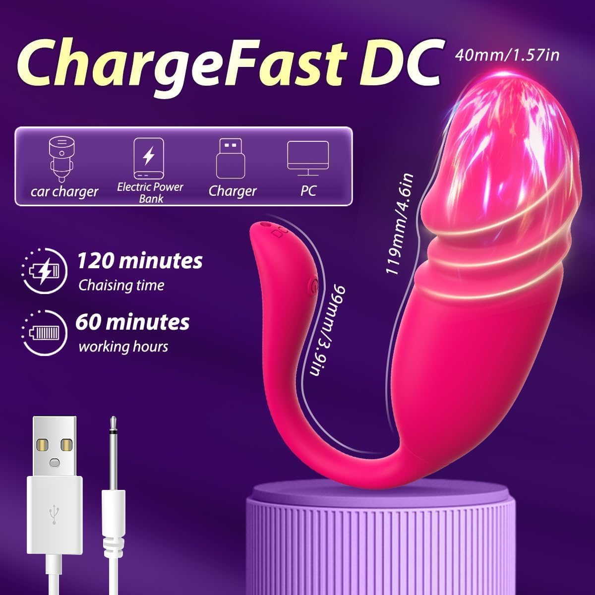 Vibrator Adult Sex Toys App Remote Control G Spot Wearable Vibrators Long Distance Egg Vibrator Wireless Bluetooth Rechargeable Wearable for Female Couples Clitoral Stimulator Sexual Pleasure Tools for Women (Rose Red) image number 4