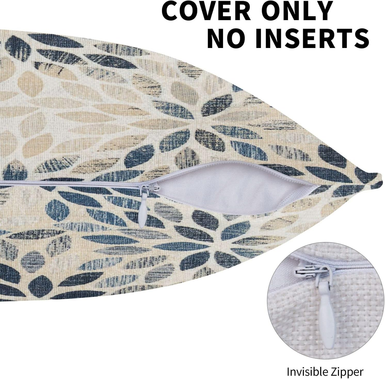 Dahlia Pillow Covers 18X18 Inch Set of 2 Summer Rust Geometric Flower Outdoor Decorative Throw Pillows Farmhouse Navy Blue Pillow Case Linen Square Cushion Cover for Home Sofa Bedroom Living Room image number 4