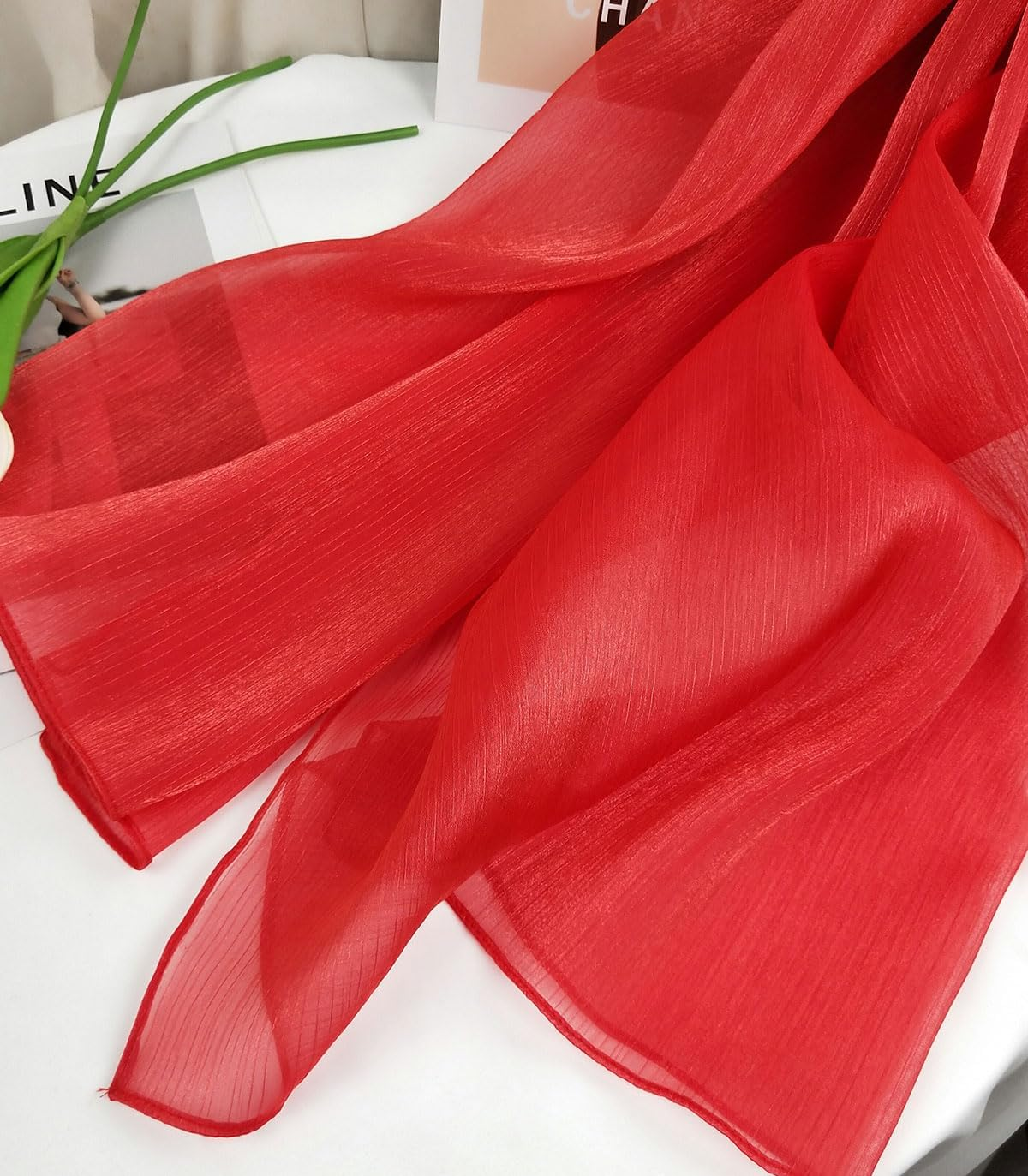 Chiffon Crepe Shawl for Women, Elegant Sheer Shawls and Wraps for Formal Evening, Soft Wedding Brides Scarf image number 5