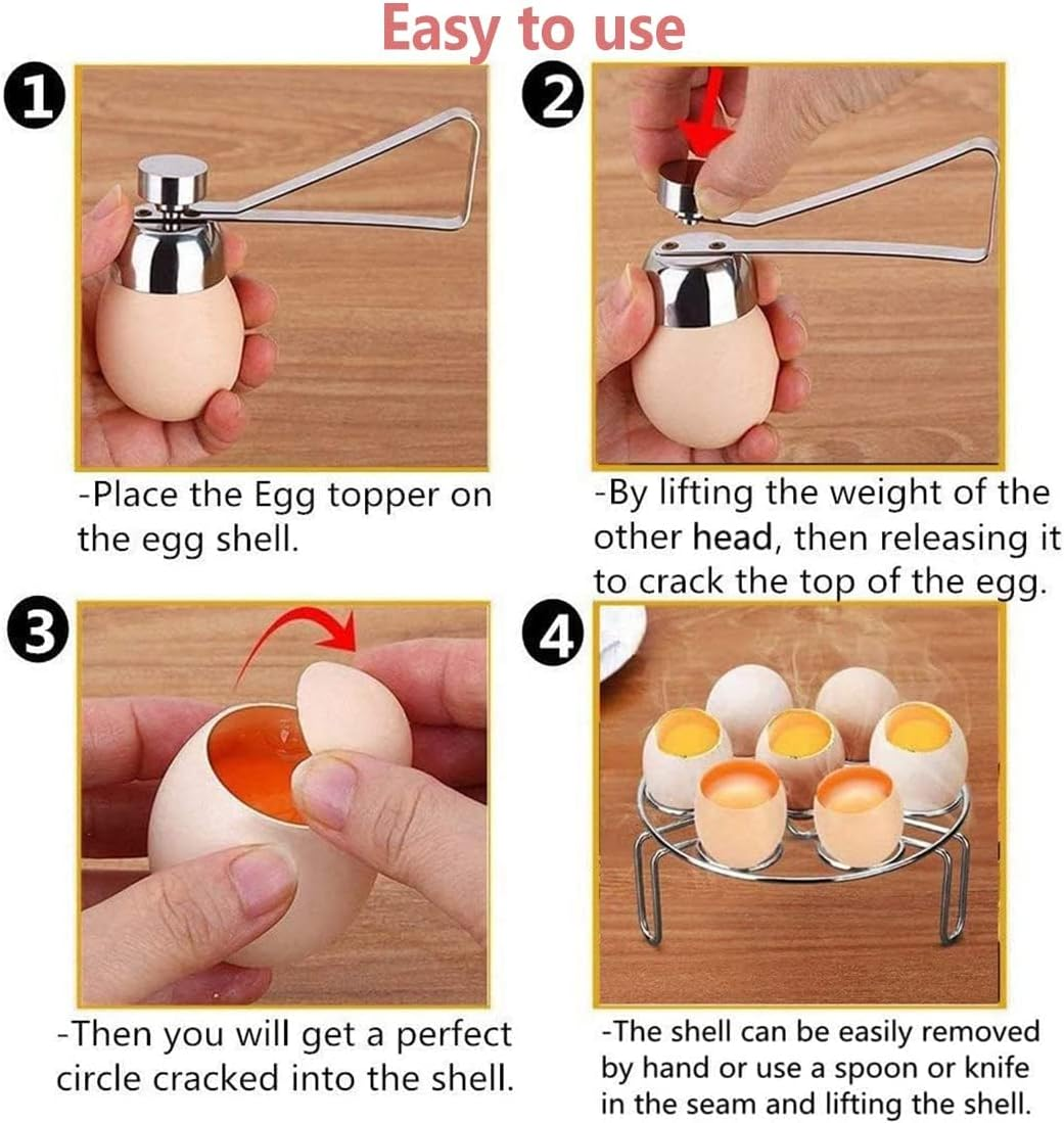 Pubiao Stainless Steel Egg Topper, Egg Opener Kitchen Gadget for Raw or Soft Hard Boiled Egg, Dishwasher Safe image number 2