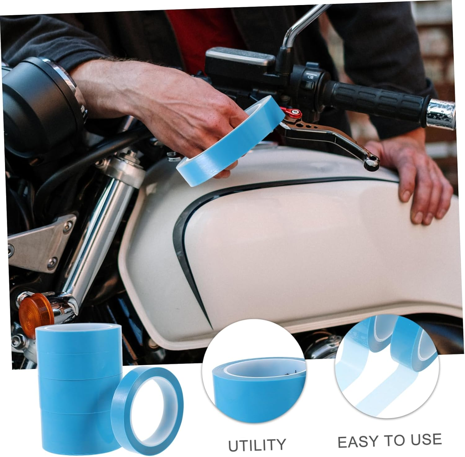 Iplusmile 5Rolls Assorted Automotive Masking Tape Widths Pet Material Strong Adhesion for Car and Curved image number 3