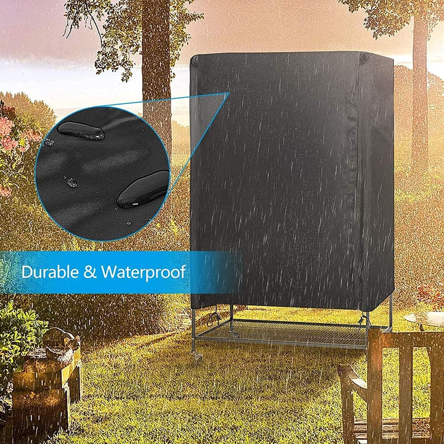Bird Cage Cover MAYHOUR Waterproof Multifunction Sun Protection Parrot Cage Cover Pet Supplies Dust Proof Bird Cage Cover with Zipper anti UV Durable Breathable Knitted Parrot Guard Protective Washable (88&times;63&times;120Cm/35&times;25&times;47In) image number 6