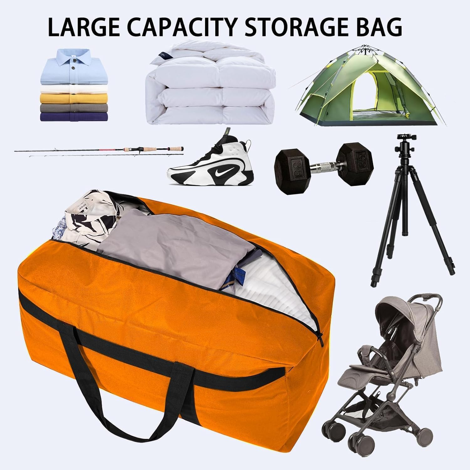 Large Travel Duffle Bag, Orange, 150L, Simple image number 3