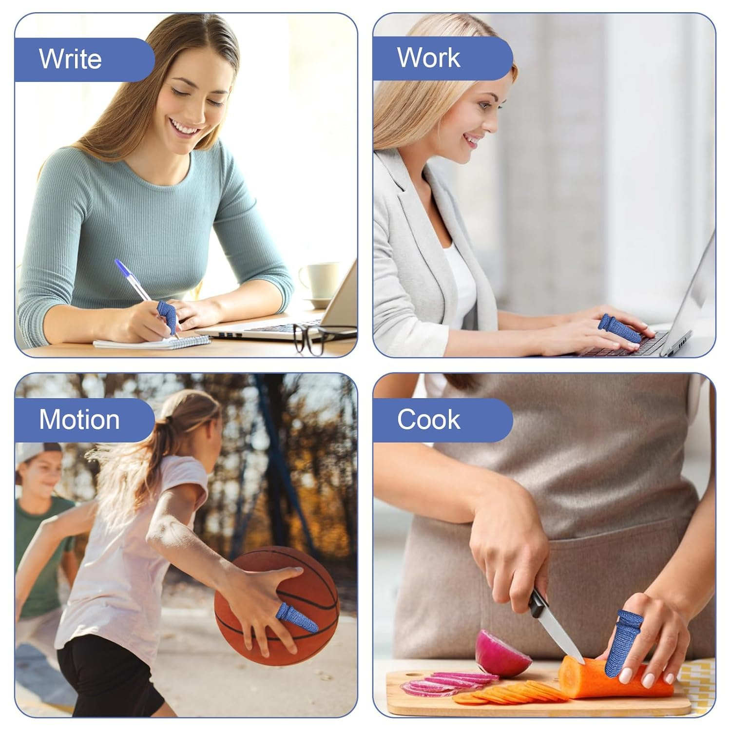 20 Pcs Finger Bandages, Elastic Finger Bandage, Tubular Cotton Finger Protector Finger Cots Reusable Finger Protector First Aid Tubular Bandages Finger Sleeves for Finger Sprains Swelling (White)