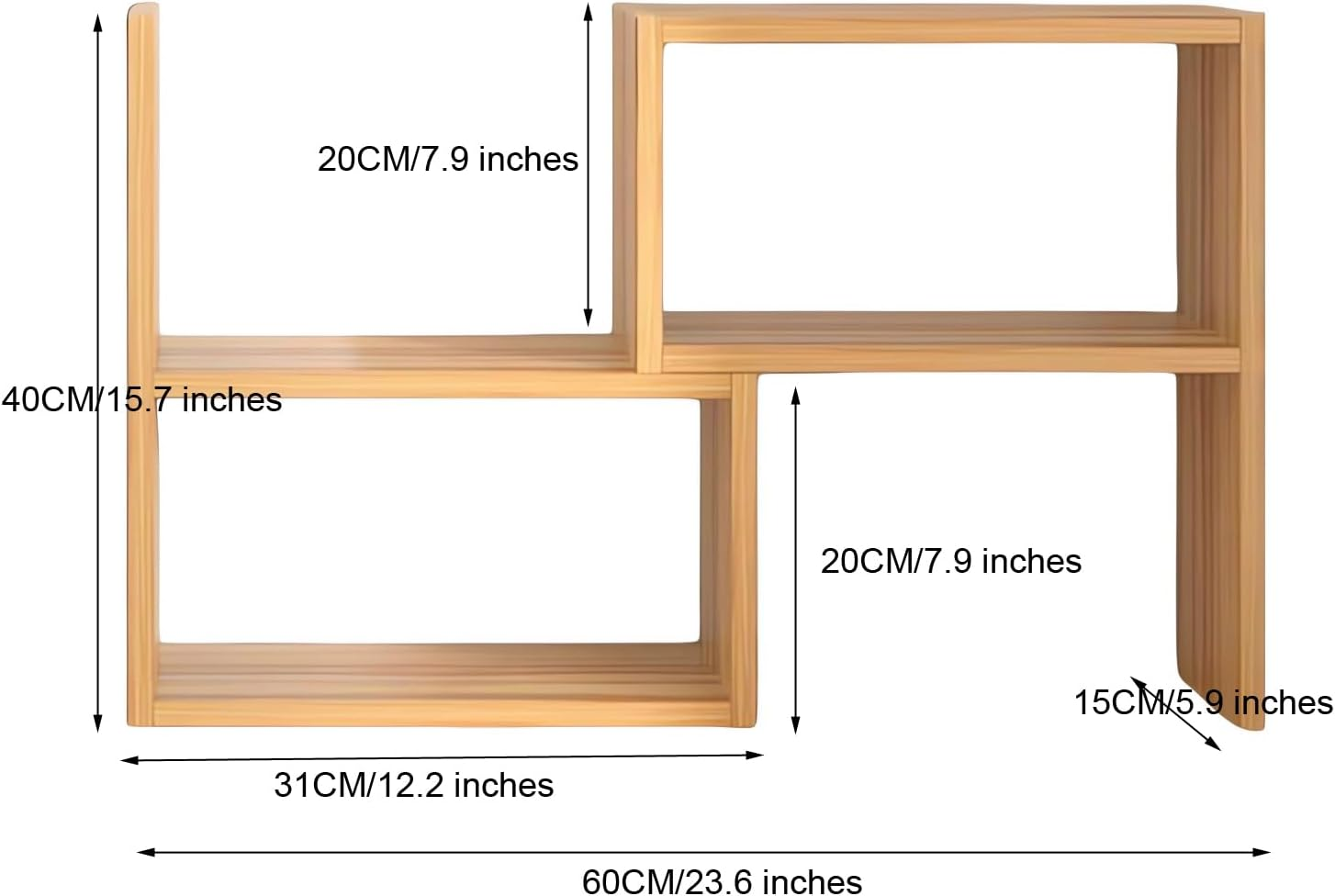 Desktop Wooden Bookshelf Organiser, Wood Bookcase, 3-Tier Storage Shelf for Books and Office Supplies A208 (A Coffee) - A Coffee image number 4