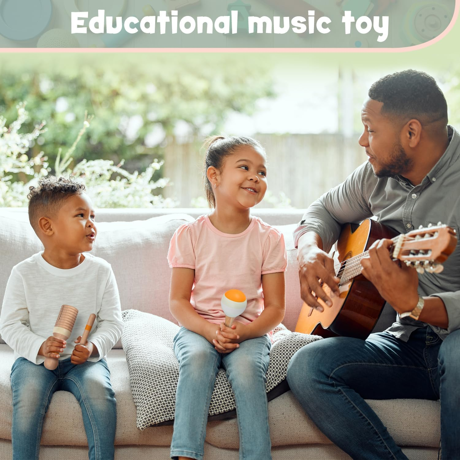 Stoie'S Wooden Kids Musical Instruments for Babies and Toddlers 1-9 Years Old, Montessori Educational Music Toy with Xylophone, Tambourine, Hand Bell, Triangle, Maracas, Durable, Storage Bag, Unisex image number 4