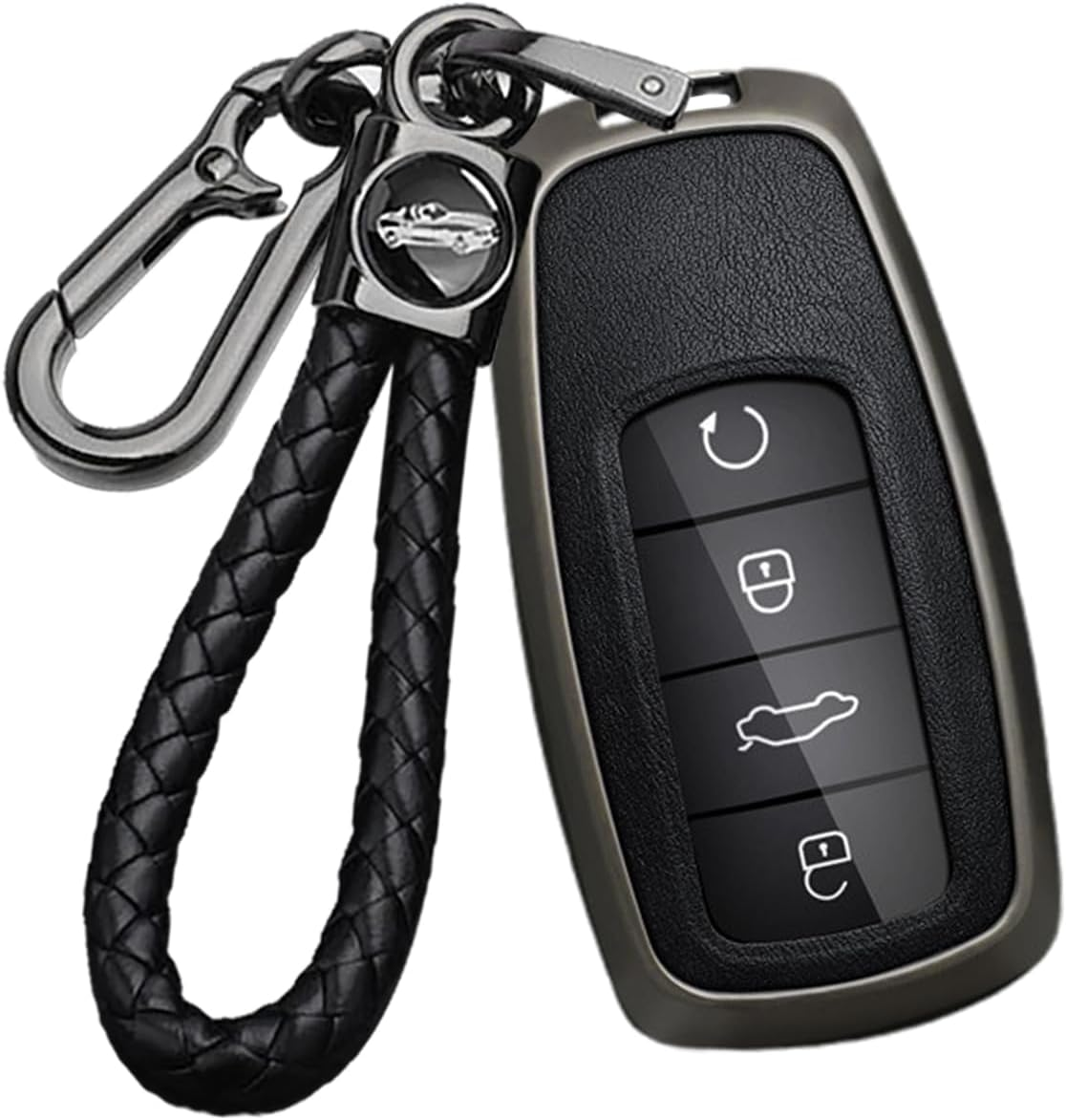 Ontto Alloy Car Key Fob Cover Fit for Chery Tiggo 8 Pro plus New 5 plus 7 Pro Tiggo 7 Pro Max Omoda 5 C5 Key Holder Smart Leather Key Case Shell Bag Keyring Keychain Auto Styling Accessories Black 3