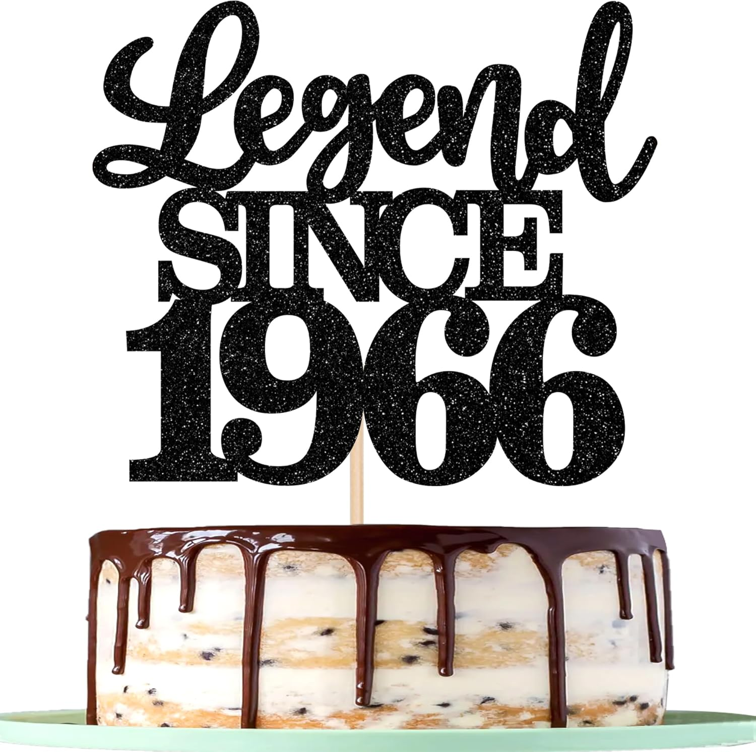 1 Pack Legend since 1966 Cake Topper Glitter Happy 60Th Birthday Cake Pick 60 Fabulous Cake Decorations for Cheers to 60Th Birthday Wedding Anniversary Party Supplies