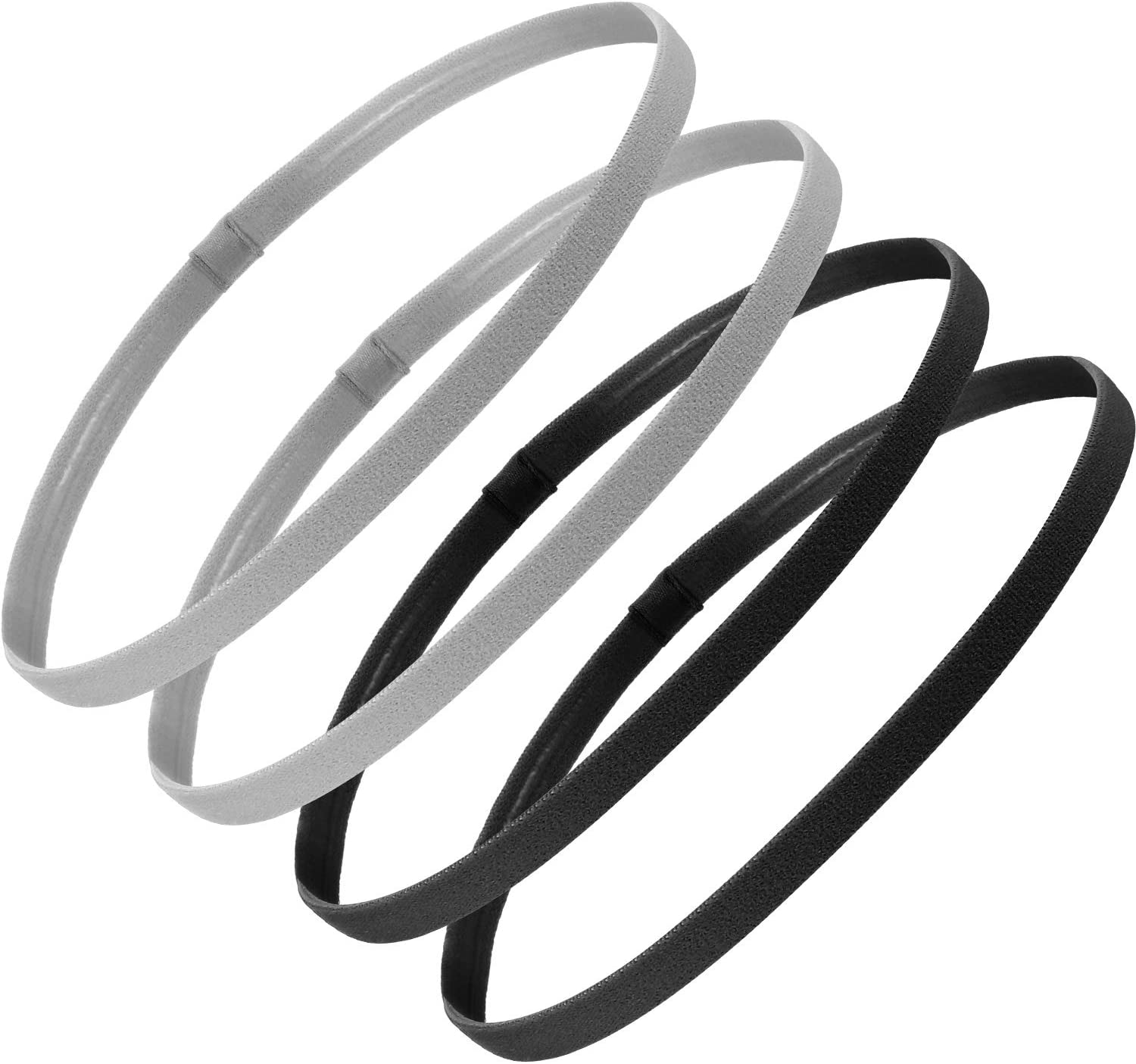 Sumind 4 Pieces Thick Non-Slip Elastic Sport Headbands Football Hair Headbands for Women and Men