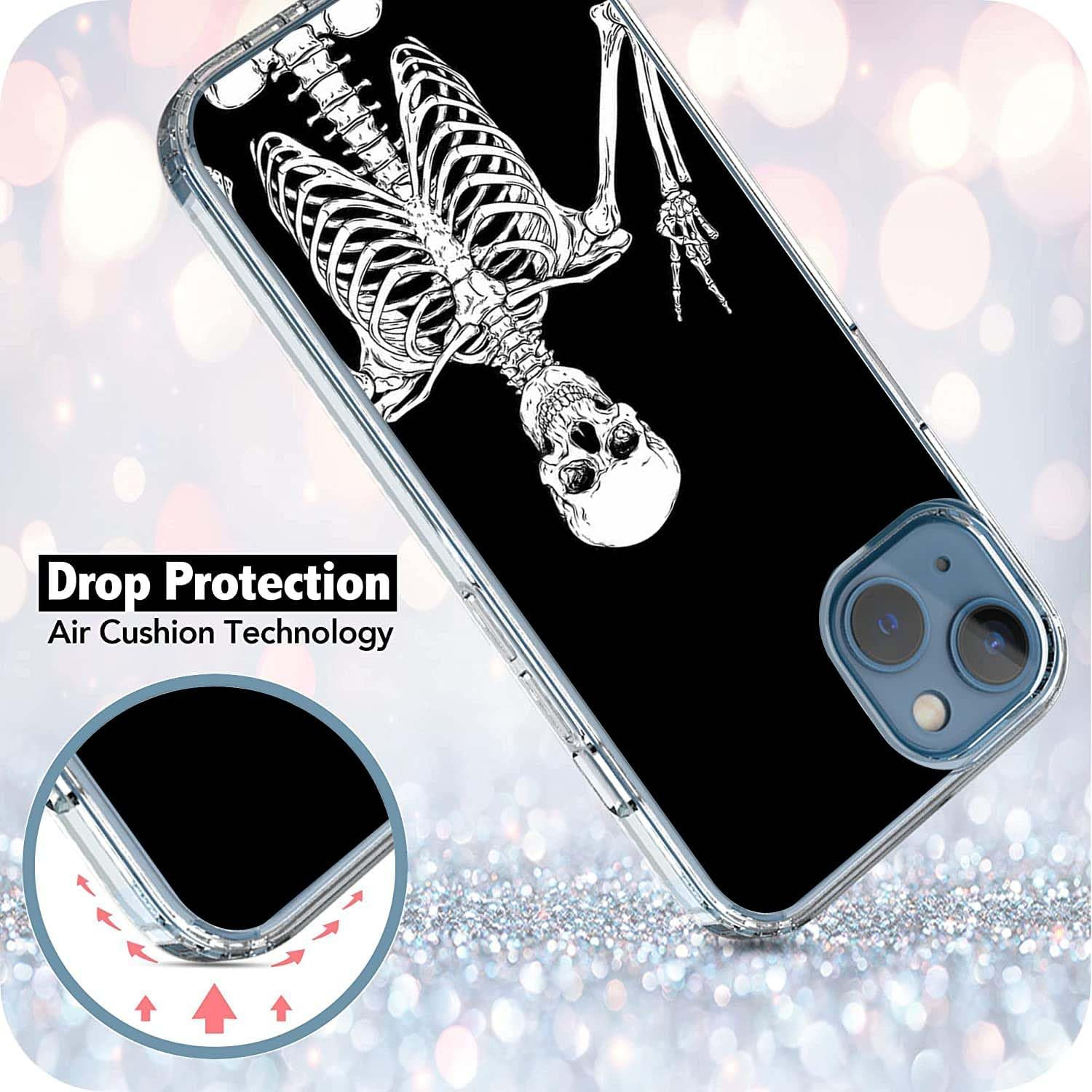 Hippie Skull Case Compatible with Iphone 13, Funny Skeleton Case for Iphone 13, Trendy TPU Phone Case Cover image number 2