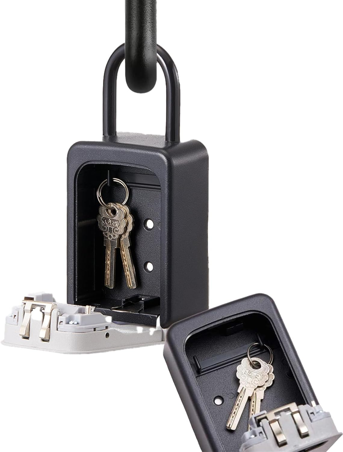 Bokmaton 4-Digit Combination Lock Box, Waterproof & Portable Key Safe with Removable Chain, Wall Mountable Outdoor Key Box for Home, Vacation Rental - 1 Pack image number 3