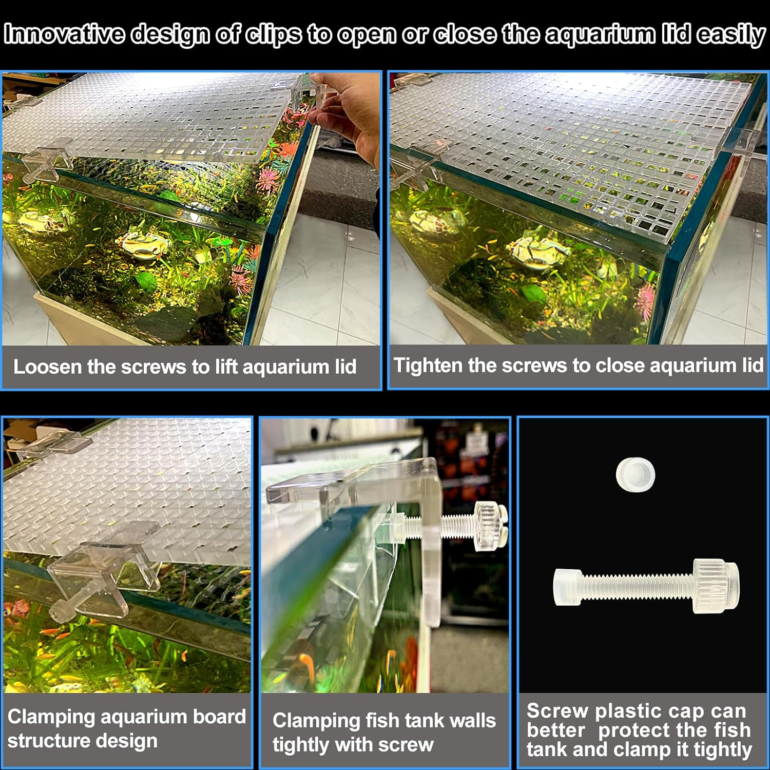 4 Aquarium Lid Hood Fish Tank Top Cover Terrarium Lid Plastic Grid Panel Egg Crate Grate 6 Aquarium Glass Cover Board Clip image number 4