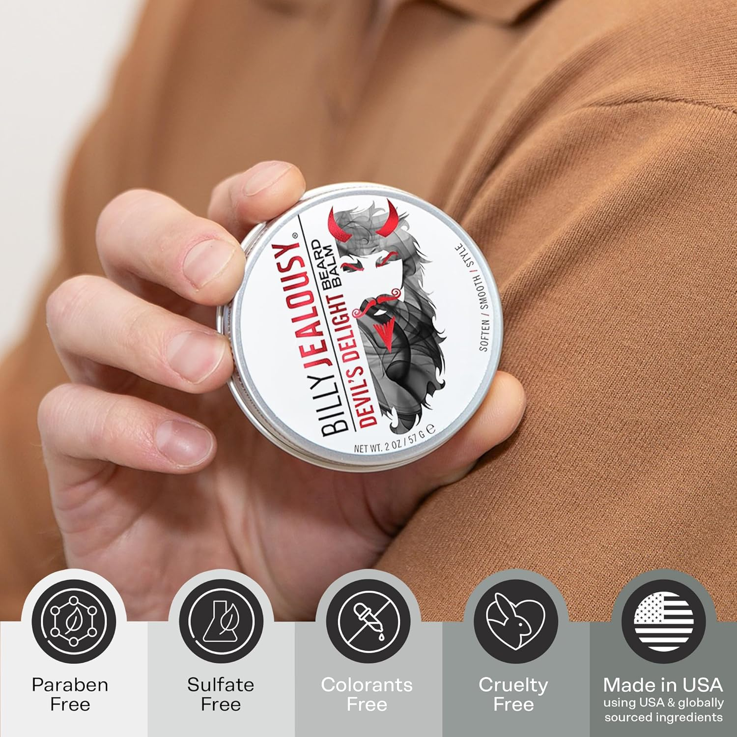 Devils Delight Beard Balm by Billy Jealousy for Men - 2 Oz Balm