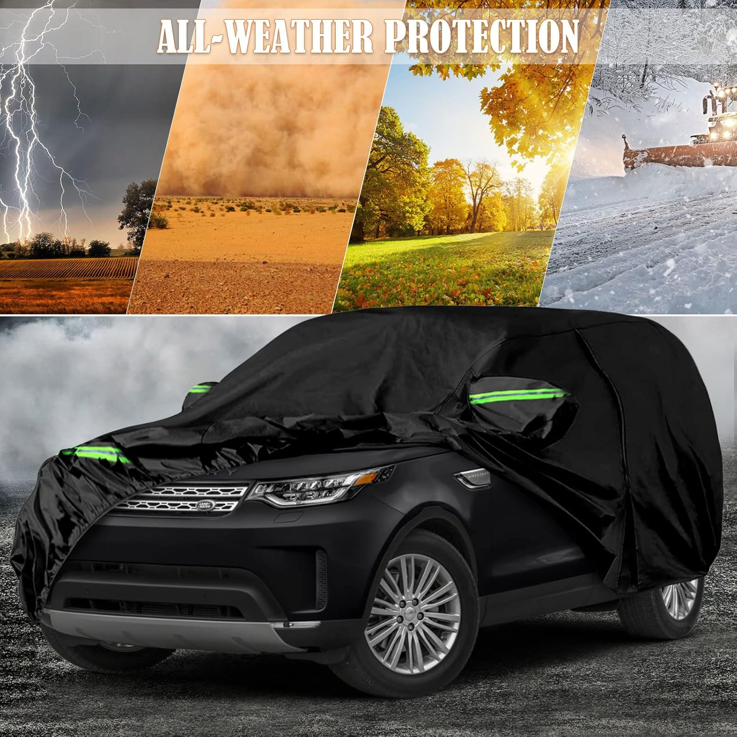 Waterproof Car Cover Replace for 2005-2025 Land Rover Discovery, 6 Layers All Weather Car Covers with Zipper Door & Windproof Bands for Snow Rain Dust Hail Protection (Discovery) image number 4