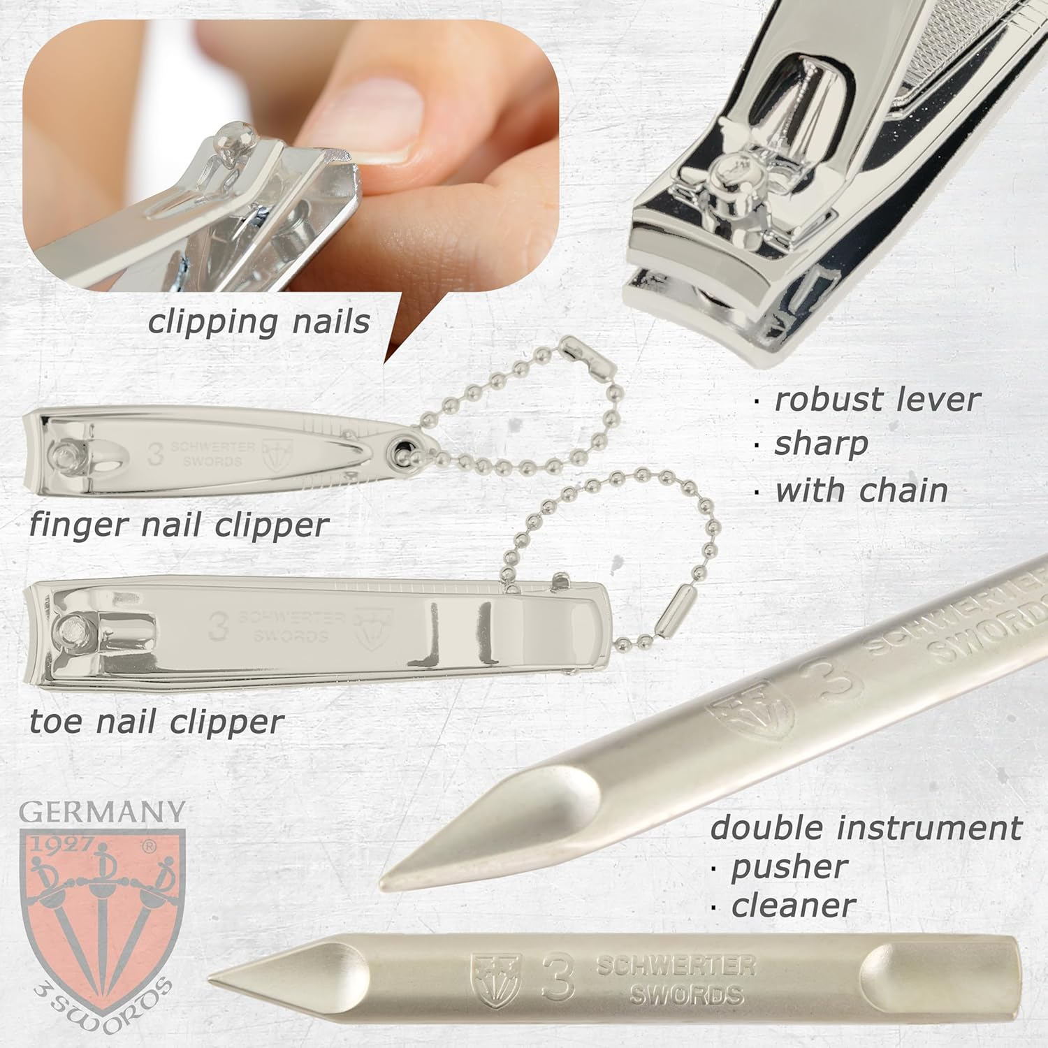 3 Swords Germany - Brand Quality 8 Piece Manicure Pedicure Grooming Kit Set for Professional Finger & Toe Nail Care Scissors Clipper Fashion Leather Case in Gift Box, Made in Solingen Germany (Werhe Black image number 1