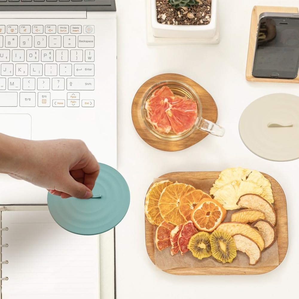 6 Pcs Silicone Lids for Cups, Morandi Colored Cup Covers for Drink, Anti-Dust Seal Airtight Cup Cover with Spoon Holder, Universal Cup Lids for Mug Tea Cup Coffee Cup Glass (Style 2) image number 6