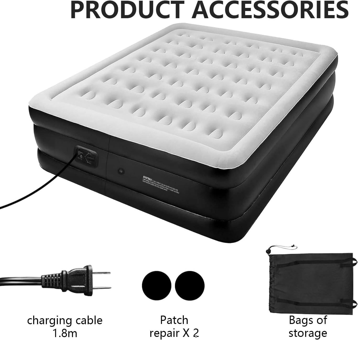 Queen Size Air Mattress,Built-In Air Pump,Automatic Inflating/Deflating PVC Waterproof Material,Skin-Friendly Flocking Surface,203&times;152&times;47Cm,300Kg MAX, Suitable for Family Camping image number 1