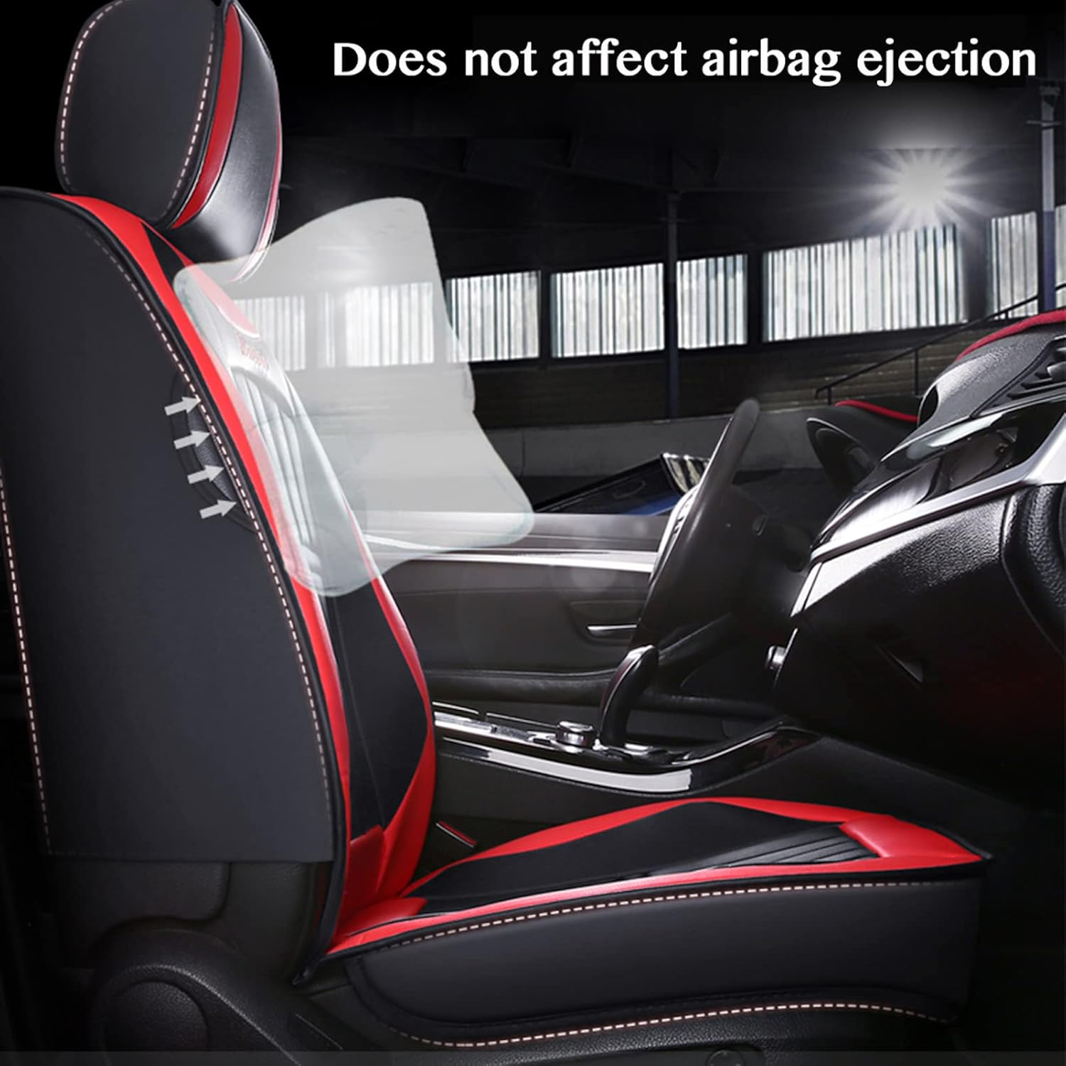 5X Car Seat Covers Universal PU Leather Cushion Non-Slip Padded Mat Full Set (Black) image number 1