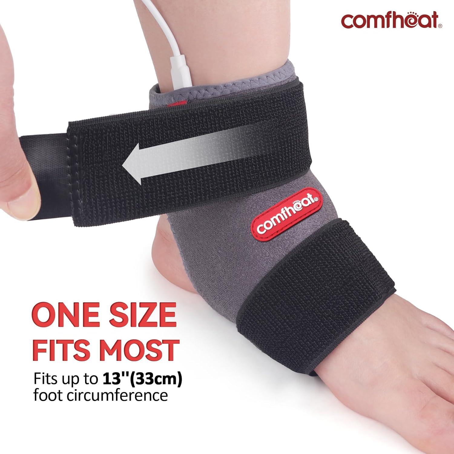 Heated Ankle Wrap for Ankle Arthritis Pain Relief, USB Ankle Heating Pad with 3 Heat Settings, Auto Shut Off, Heat Therapy for Sprains, Strains, Post-Surgical, 1 Pack image number 4