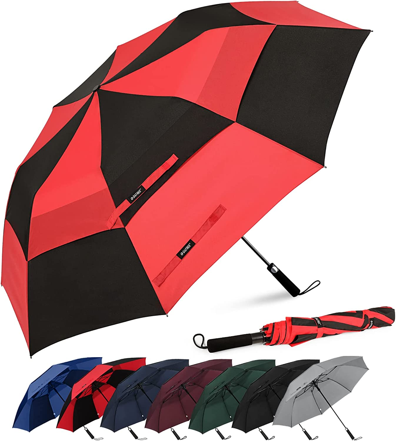 G4Free 62Inch Portable Golf Umbrella Automatic Open Large Oversize Vented Double Canopy Windproof Waterproof Sport Umbrellas(Blue/Navy)