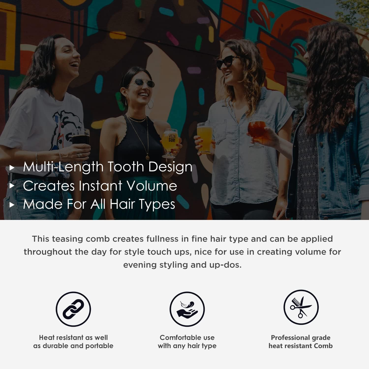 Spornette Little Wonder Rat Tail Comb - Hair Comb for Teasing, Backcombing & Sectioning - Adds Hair Volume to Fine & Thinning Hair - Heat-Resistant, Durable & Portable image number 4